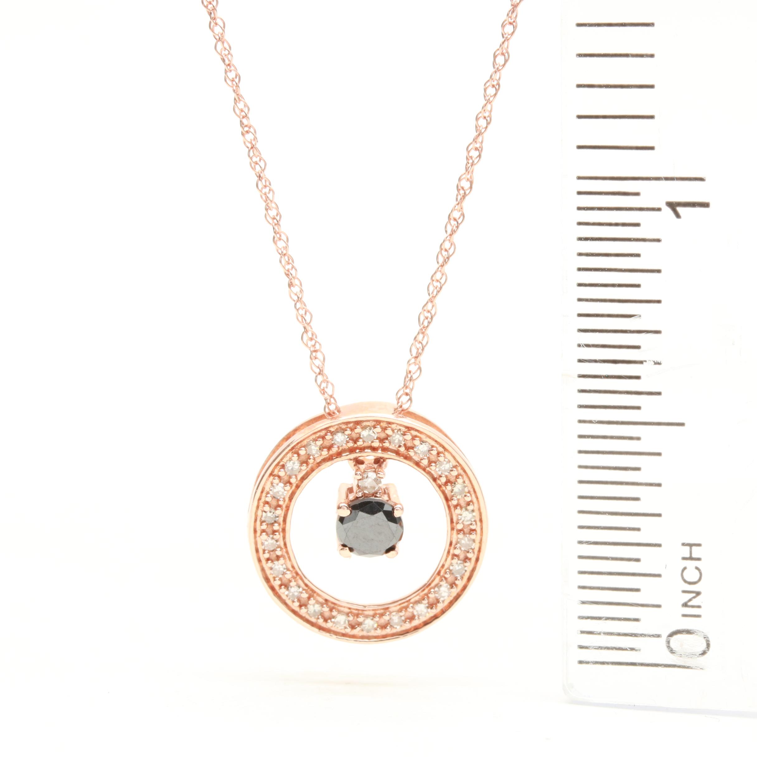 10K Rose Gold Black Moissanite and Diamond Necklace