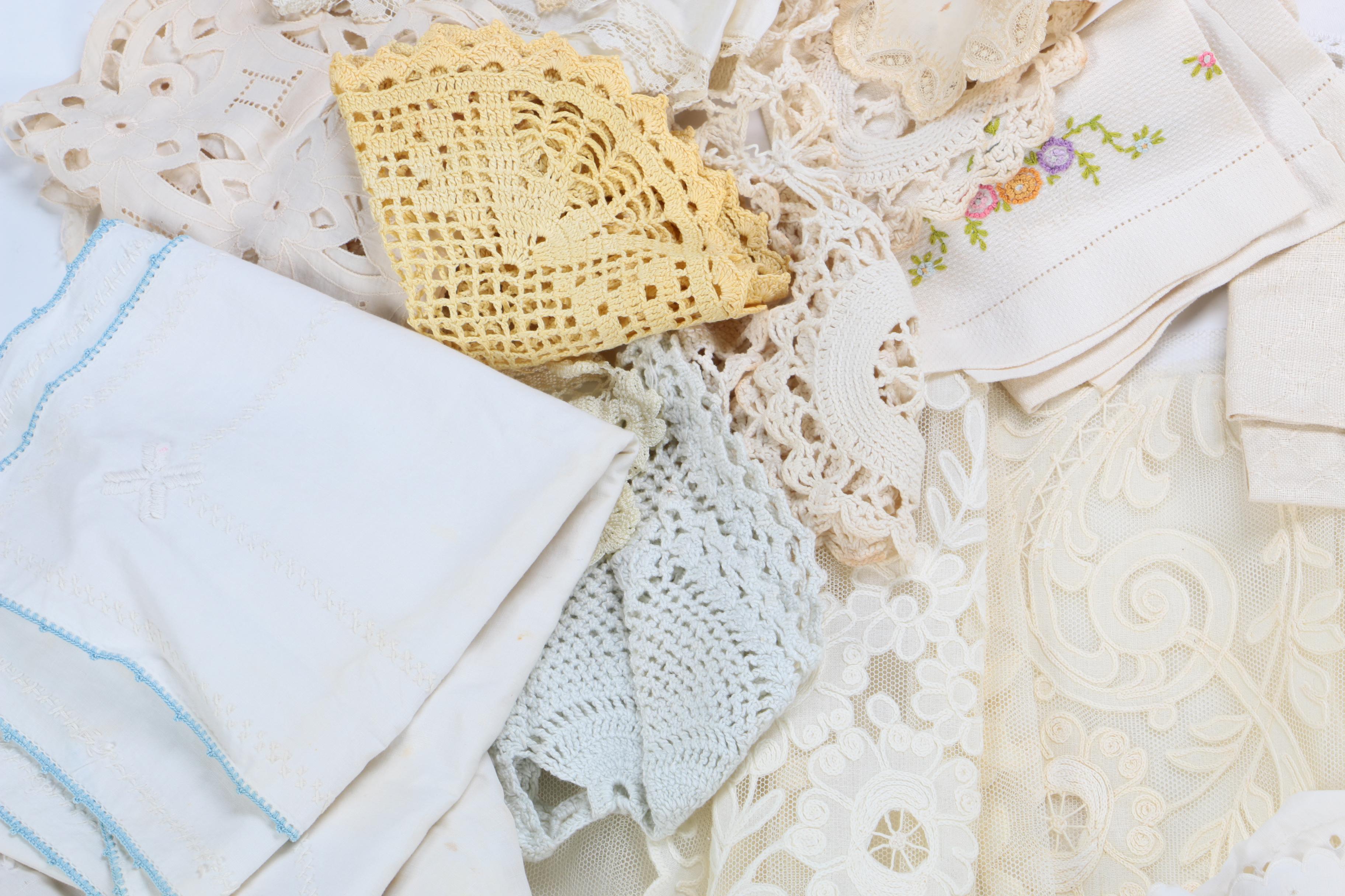 Vintage Crochet, Lace, and Embroidered Table Linens