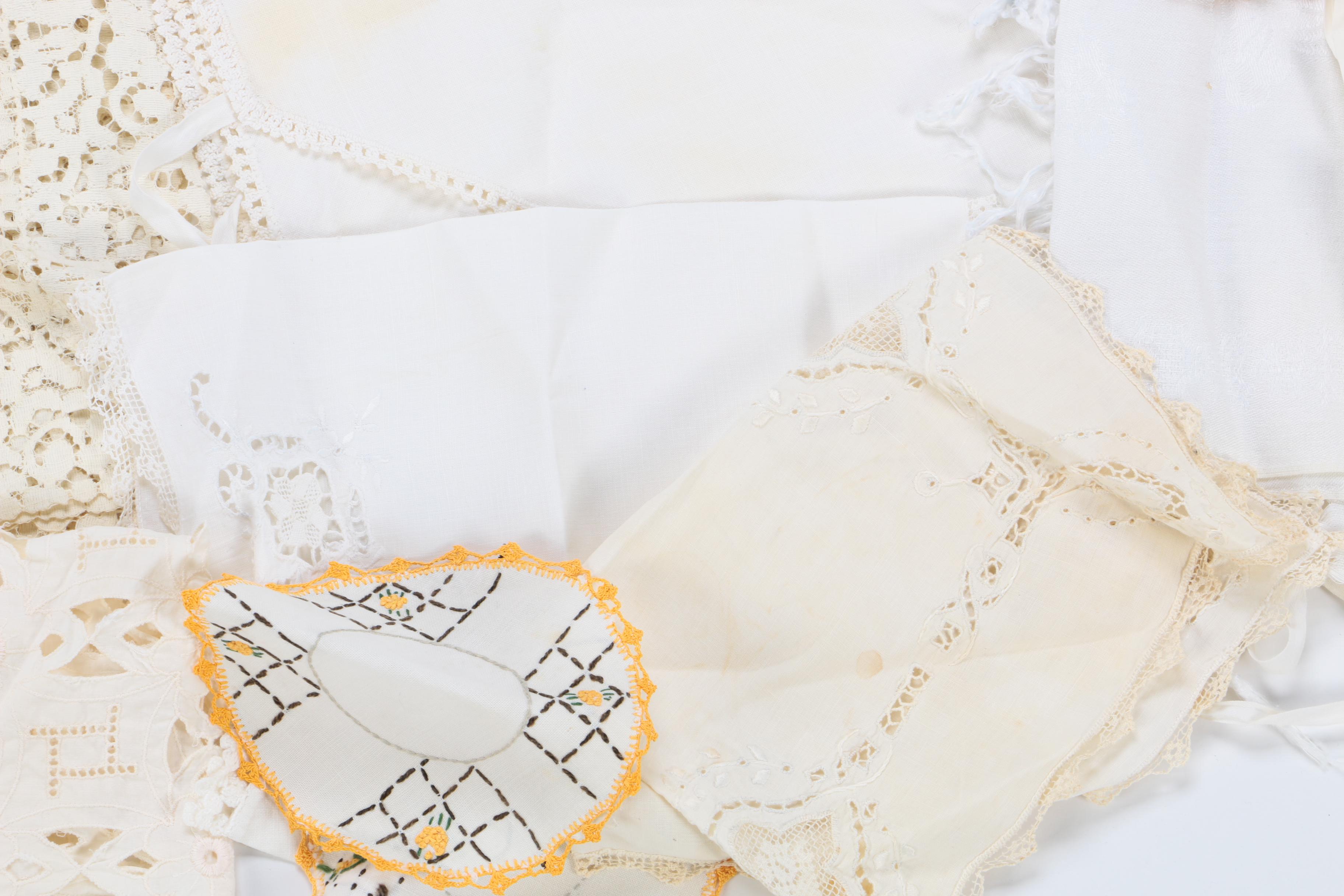 Vintage Crochet, Lace, and Embroidered Table Linens