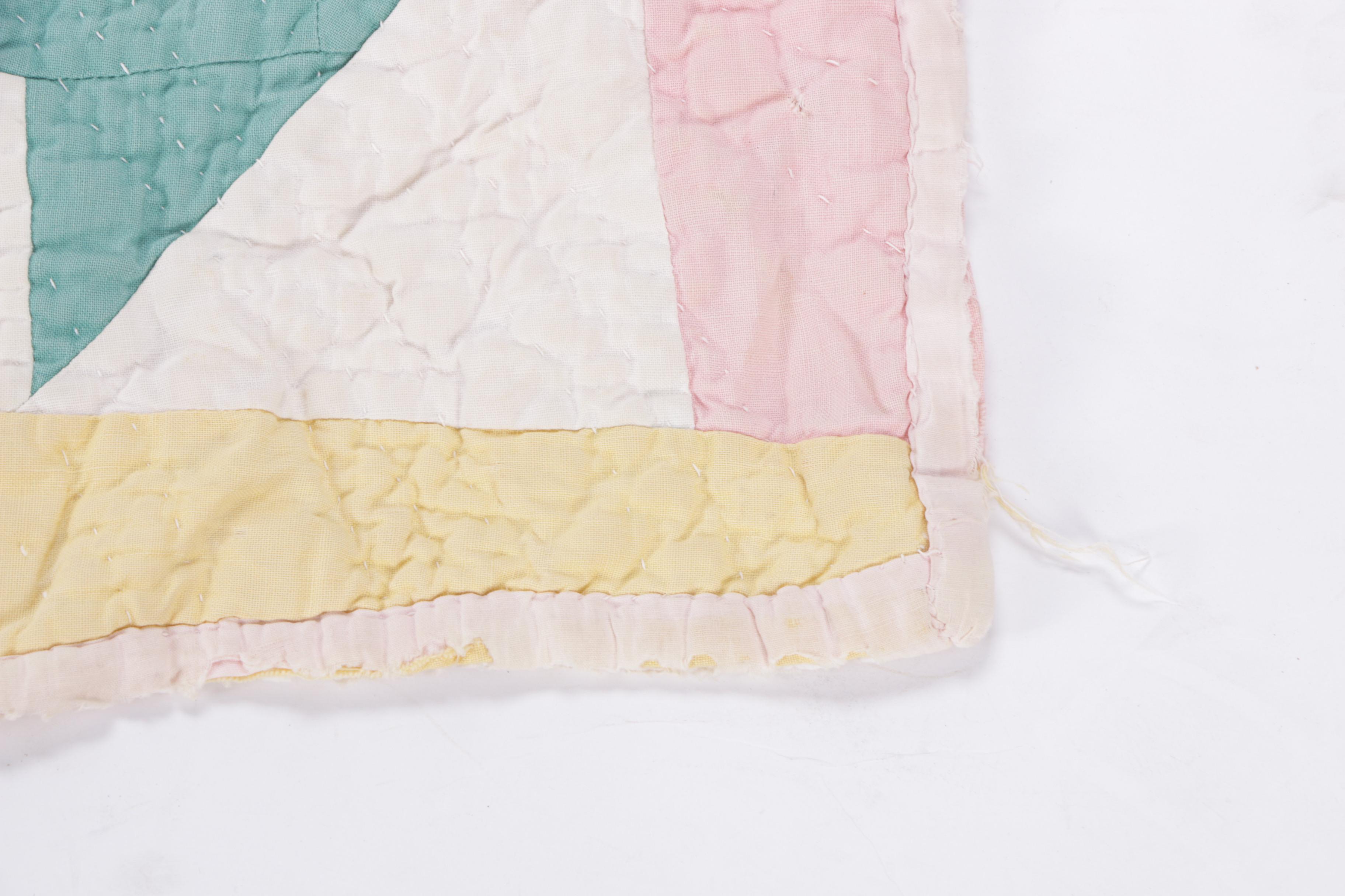 Vintage Hand Stitched "Cherry Basket" Quilt