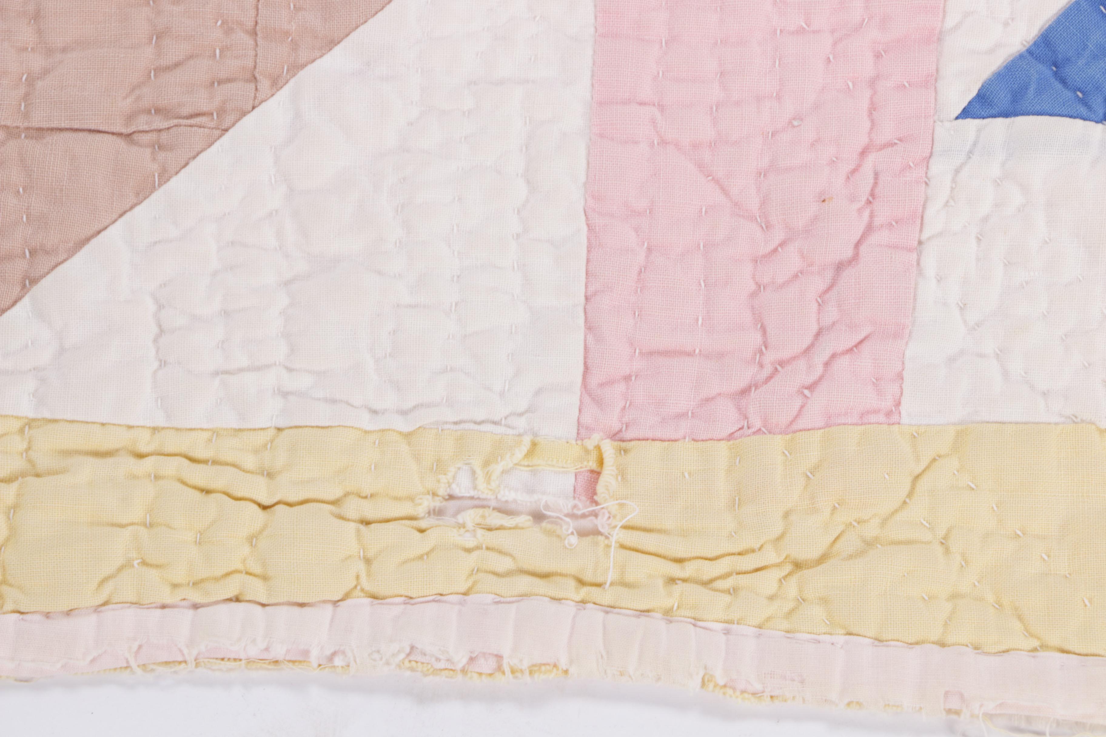 Vintage Hand Stitched "Cherry Basket" Quilt