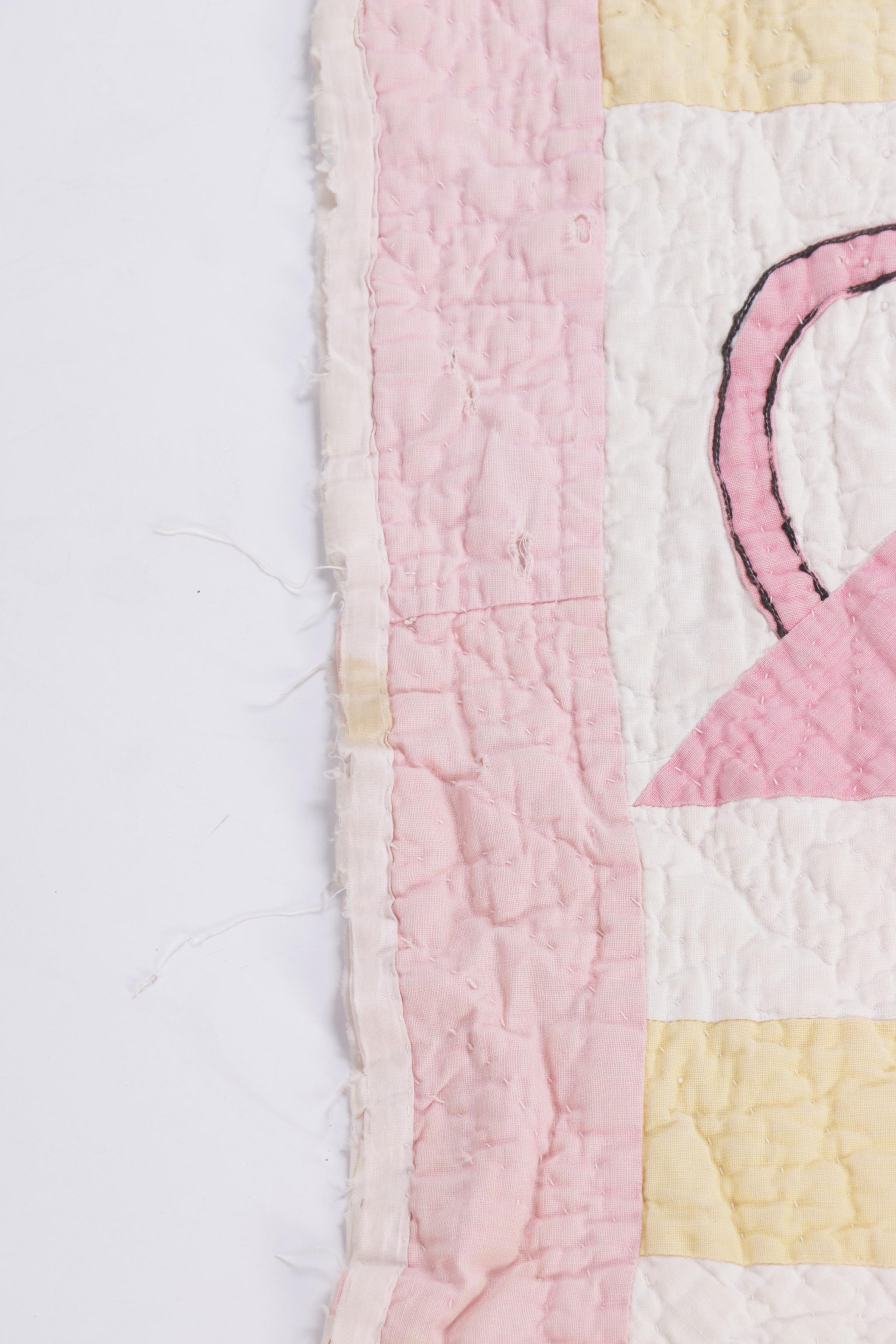 Vintage Hand Stitched "Cherry Basket" Quilt