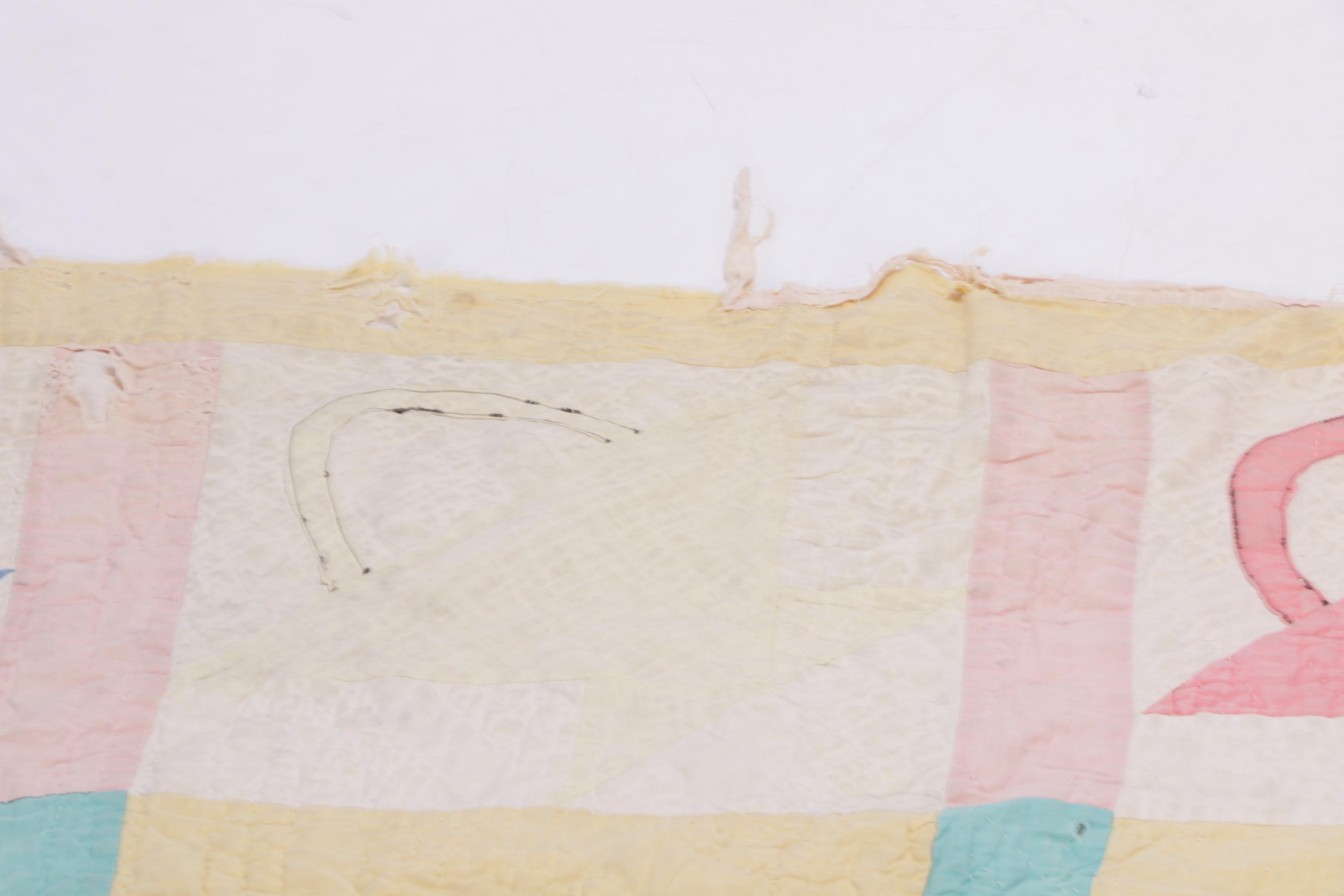 Vintage Hand Stitched "Cherry Basket" Quilt