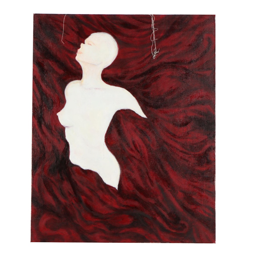Acrylic Painting on Canvas of Female Figure