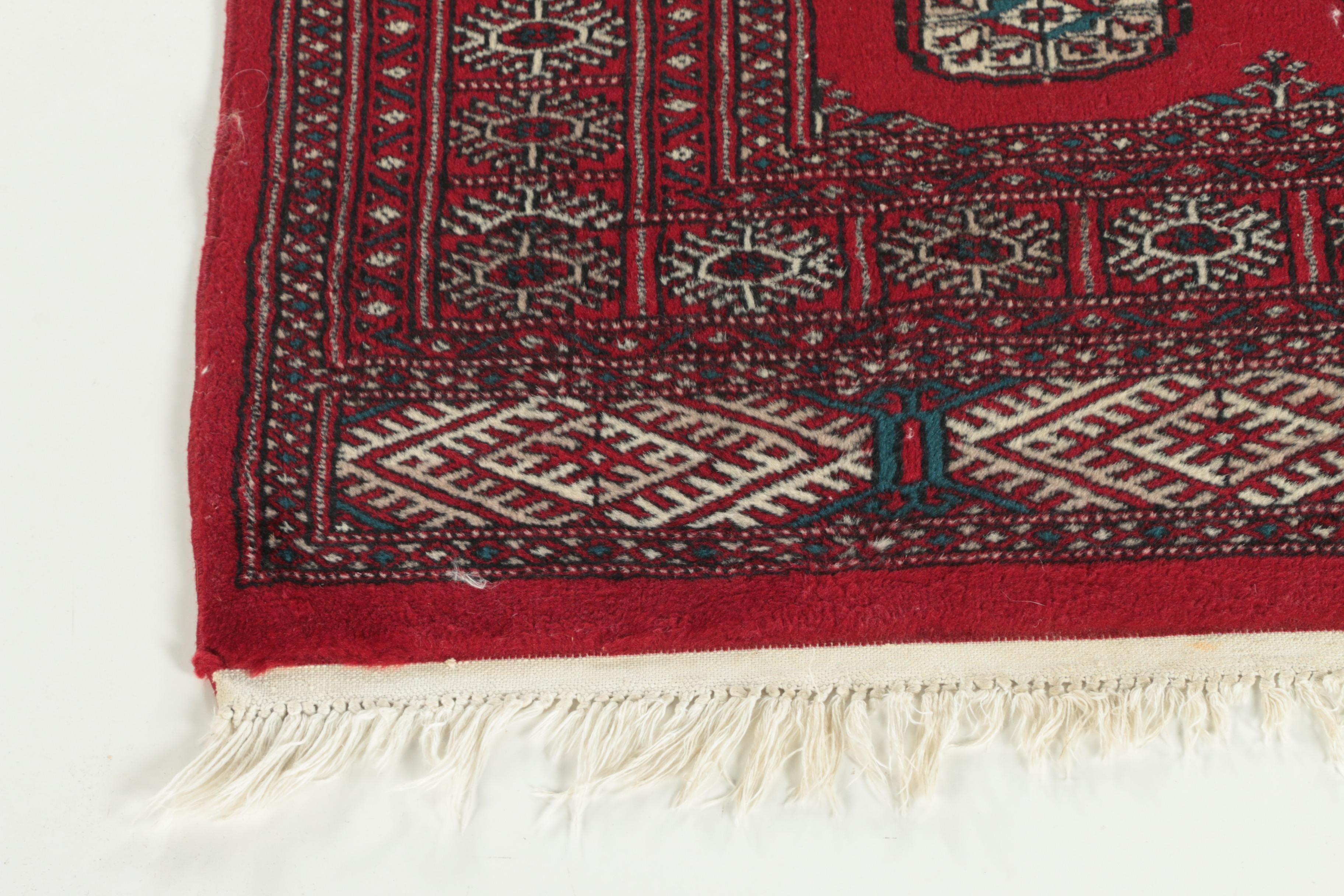 Finely Hand-Knotted Pakistani Bokhara Wool Area Rug