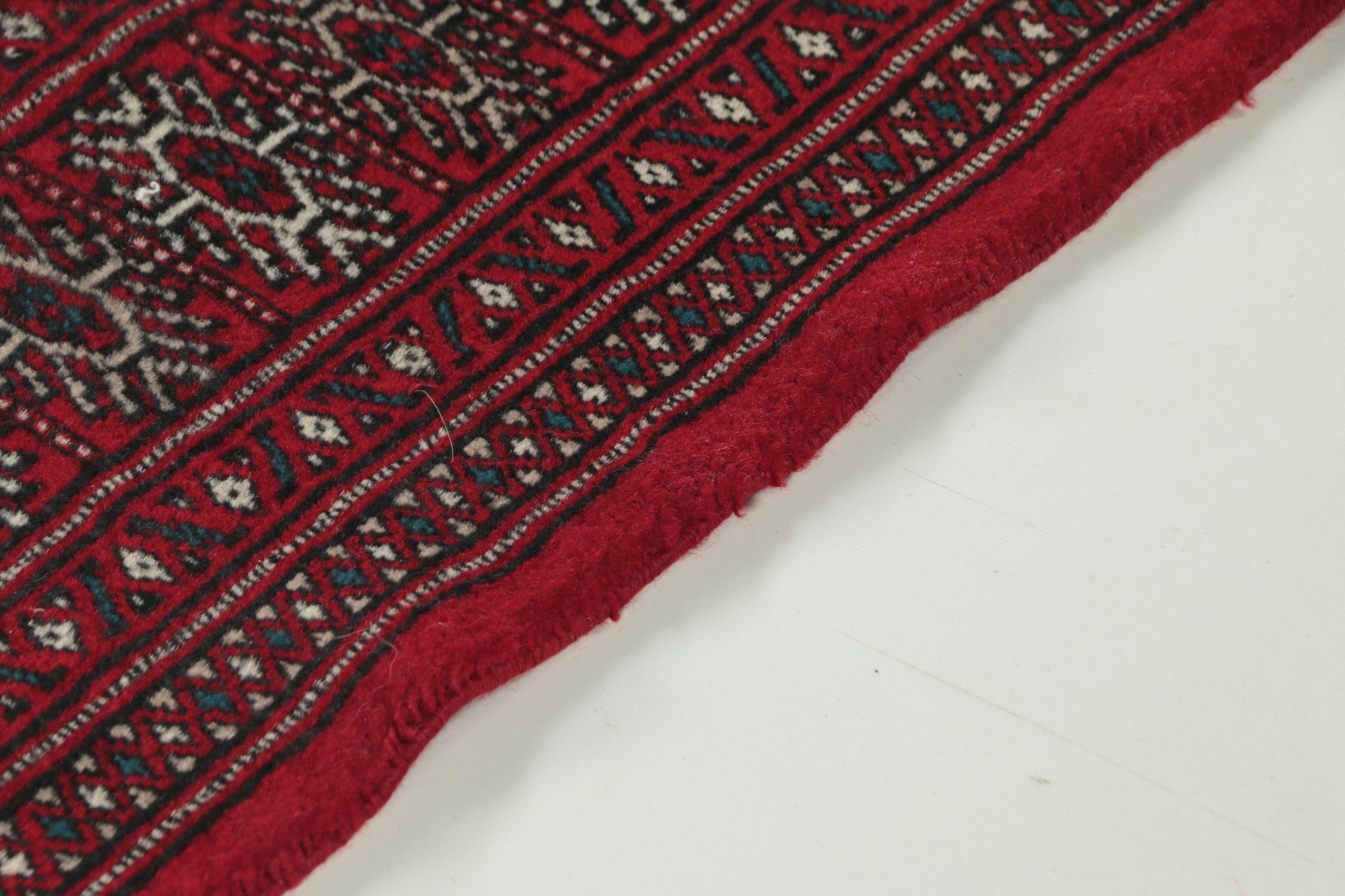 Finely Hand-Knotted Pakistani Bokhara Wool Area Rug