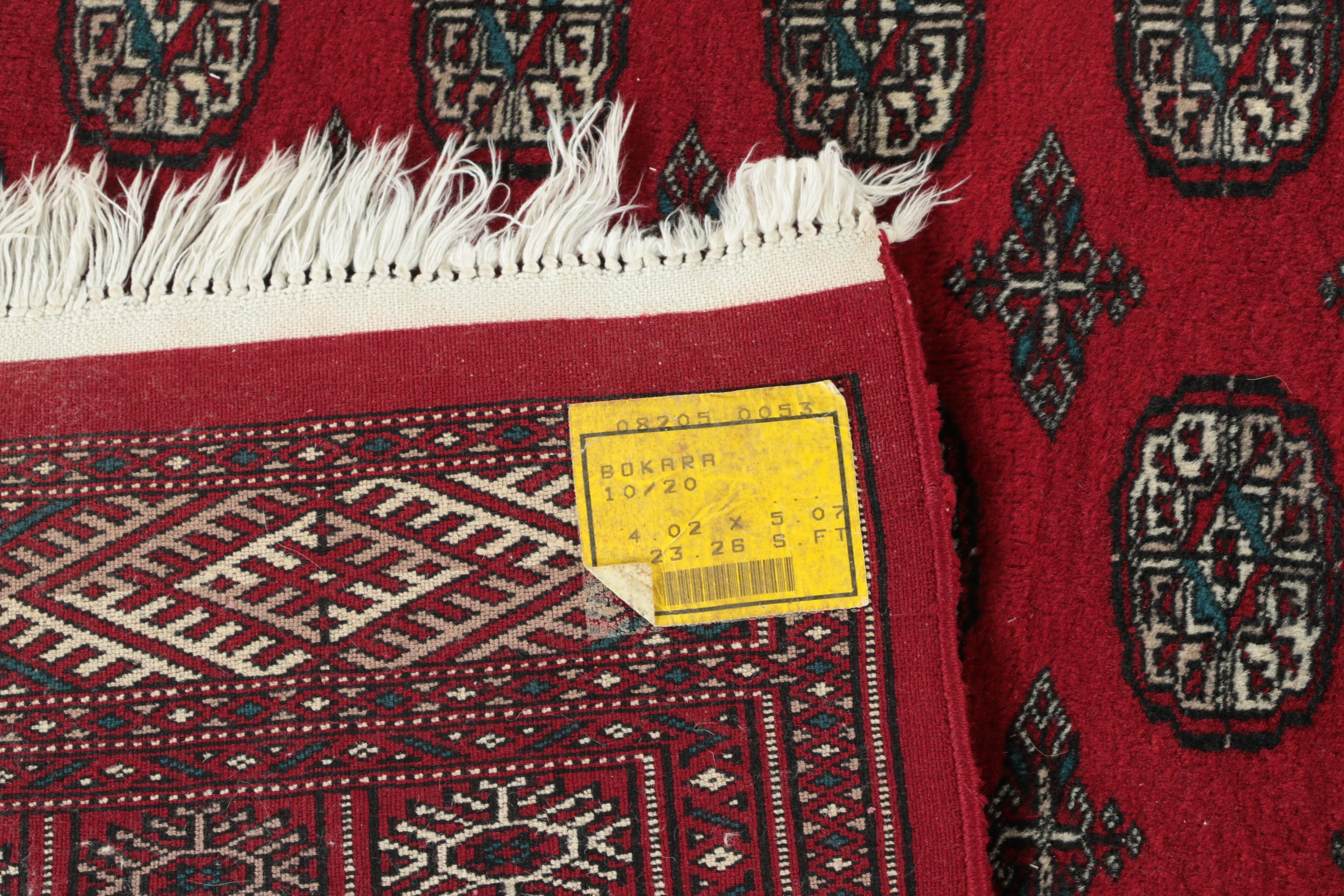 Finely Hand-Knotted Pakistani Bokhara Wool Area Rug