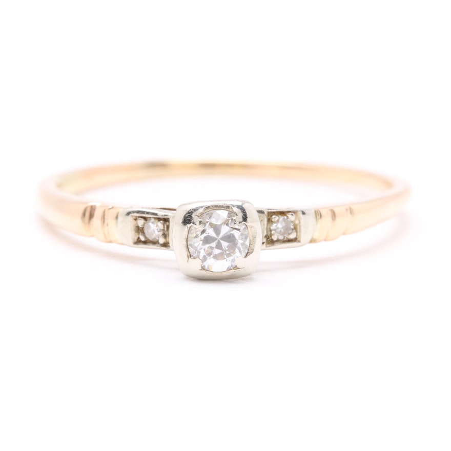 Vintage 14K Yellow Gold Diamond Ring