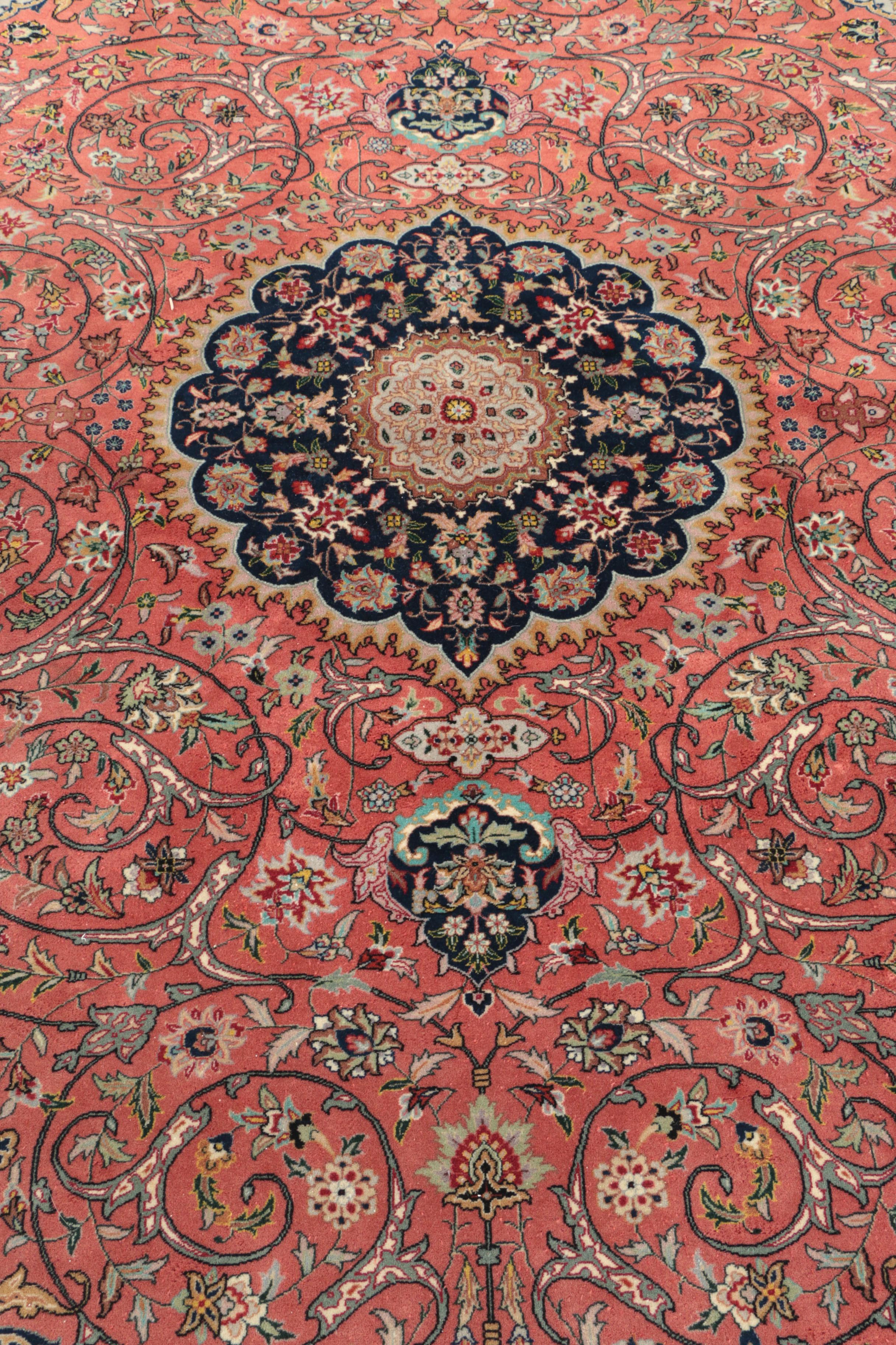 Finely Hand-Knotted Persian Tabriz Style Wool Area Rug