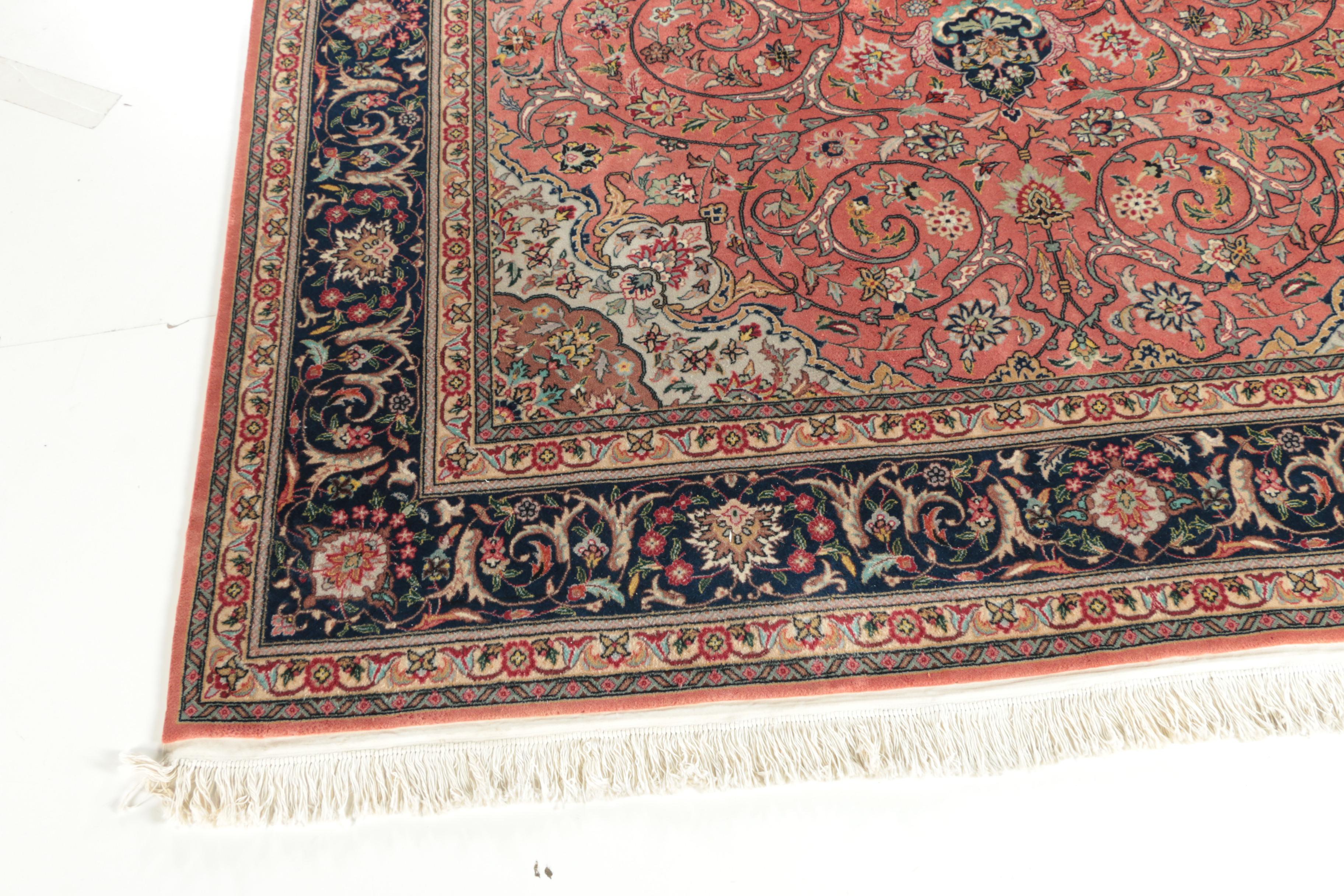 Finely Hand-Knotted Persian Tabriz Style Wool Area Rug