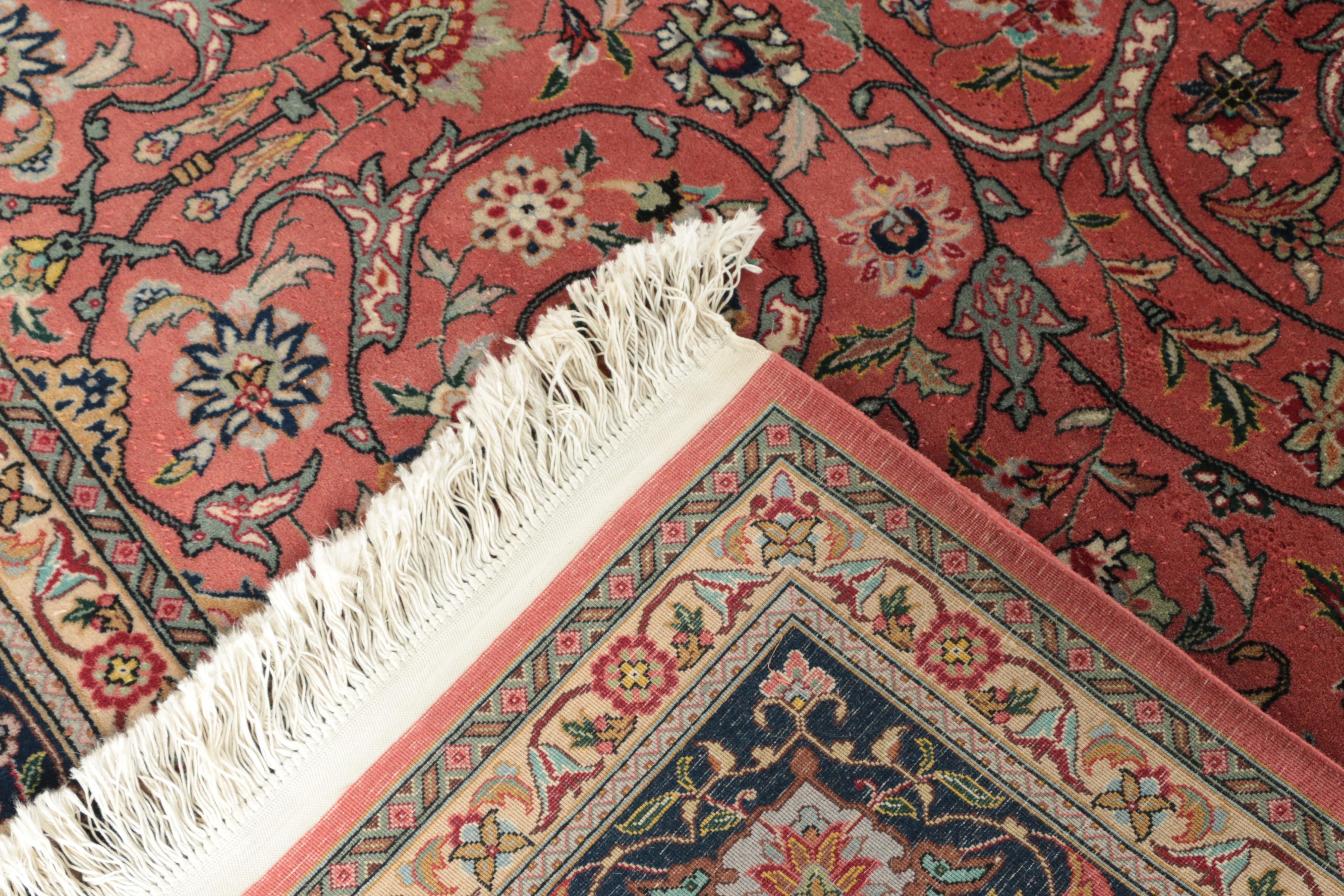 Finely Hand-Knotted Persian Tabriz Style Wool Area Rug