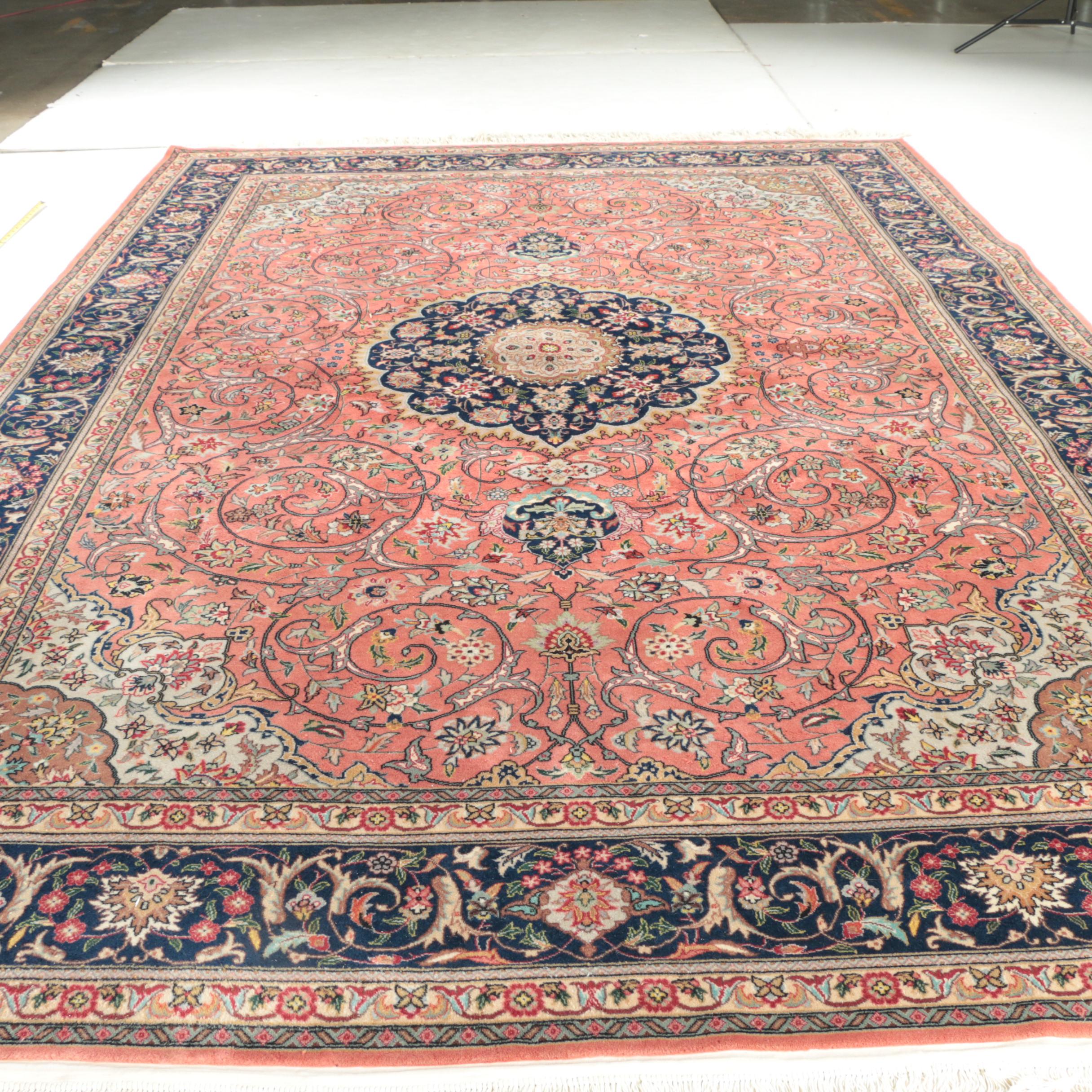 Finely Hand-Knotted Persian Tabriz Style Wool Area Rug