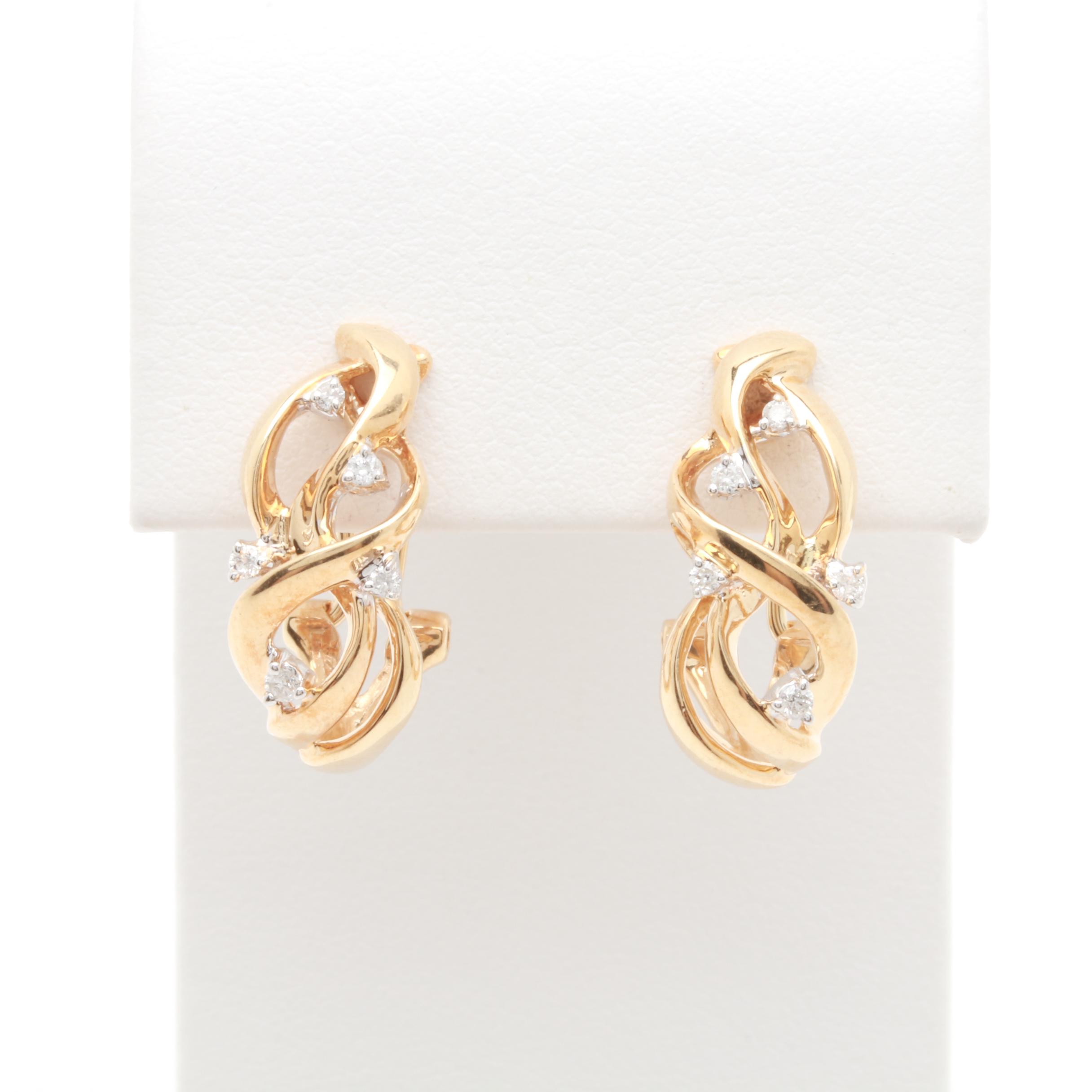 14K Yellow Gold Diamond Earrings