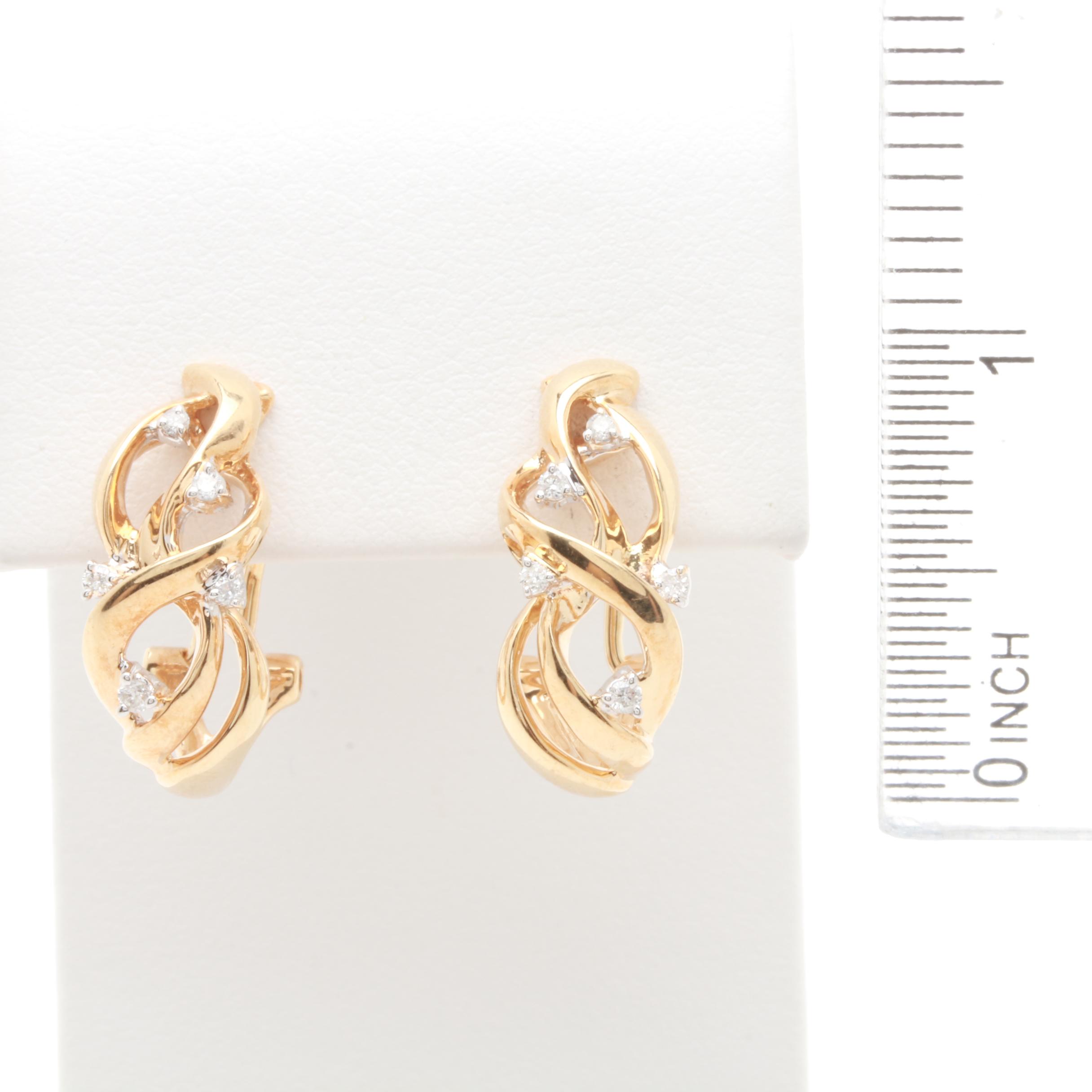 14K Yellow Gold Diamond Earrings