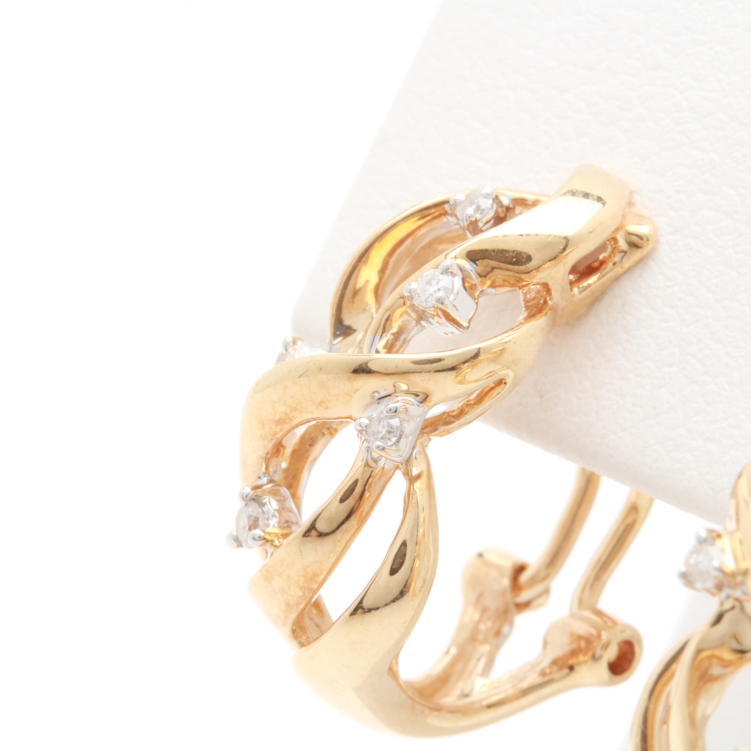 14K Yellow Gold Diamond Earrings