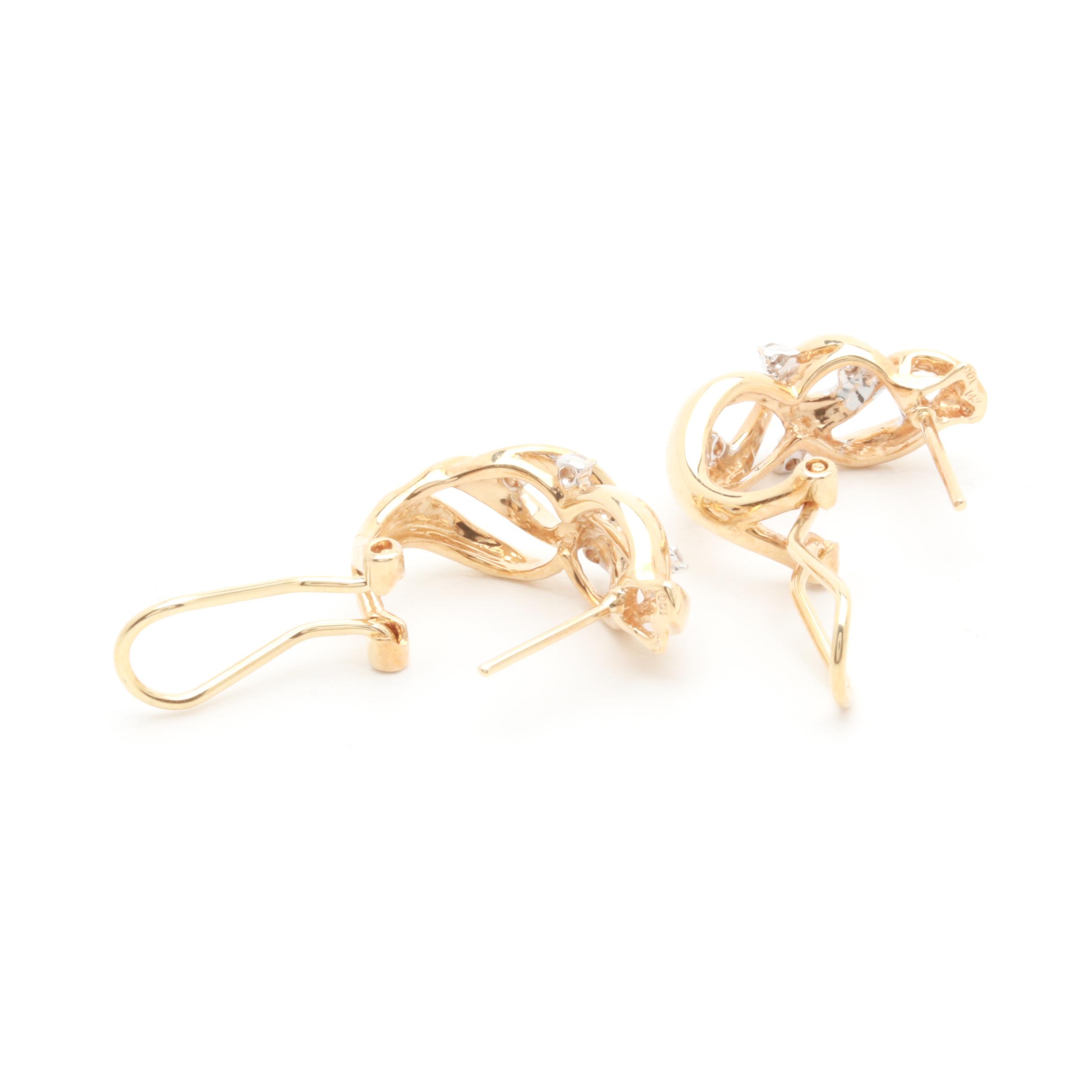 14K Yellow Gold Diamond Earrings