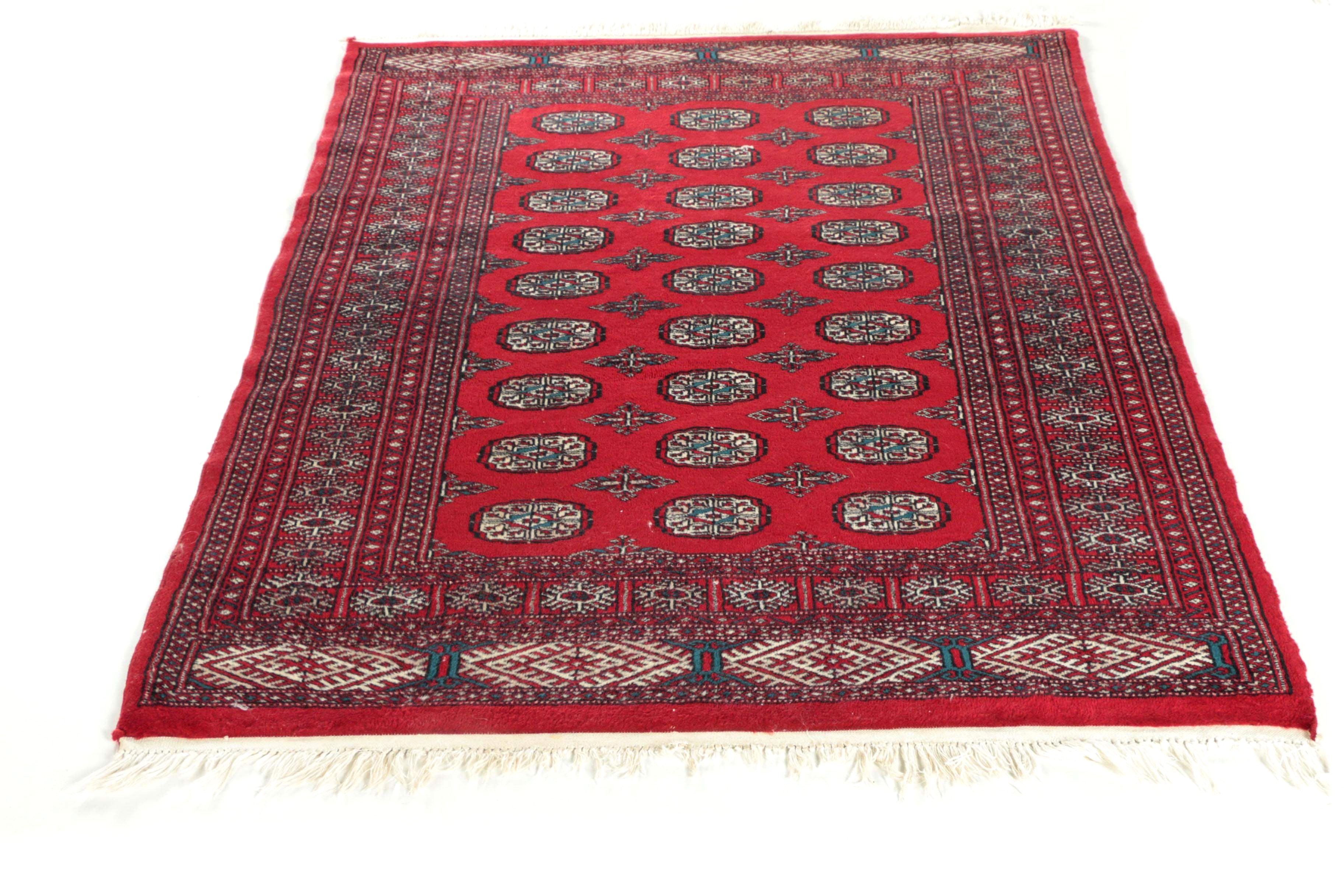 Finely Hand-Knotted Pakistani Bokhara Wool Area Rug