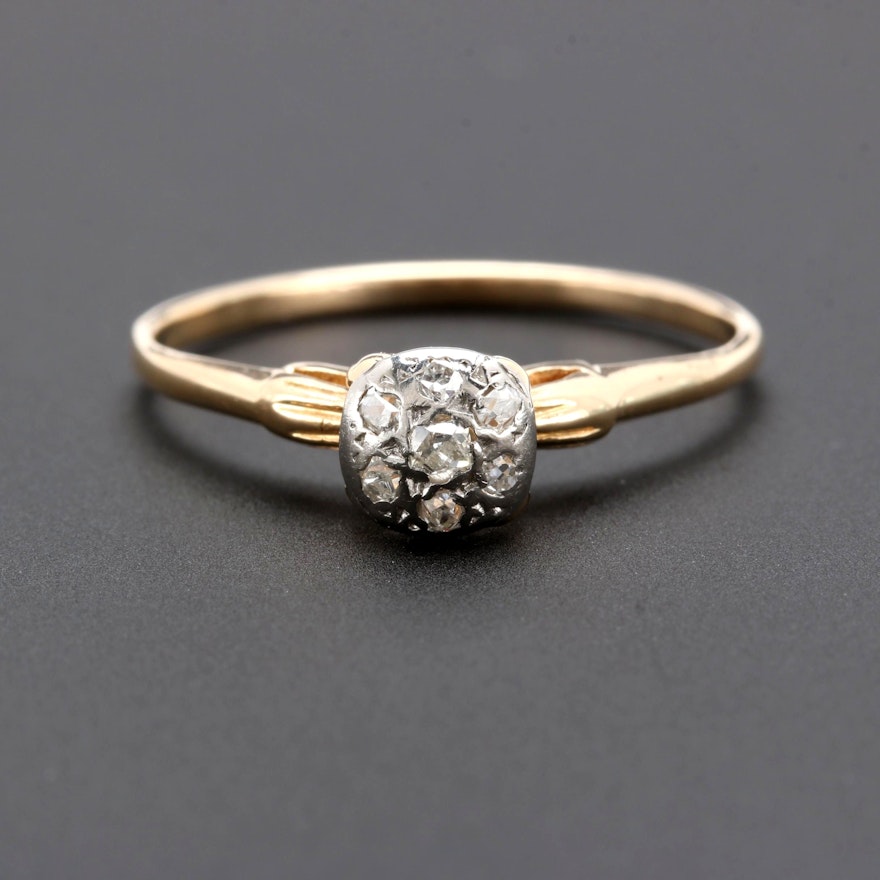 14K Yellow Gold Diamond Ring with 14K White Gold Accents
