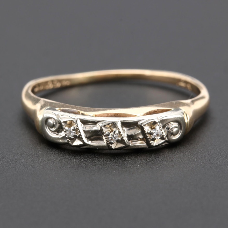 14K Yellow Gold Diamond Ring with 14K White Gold Accents