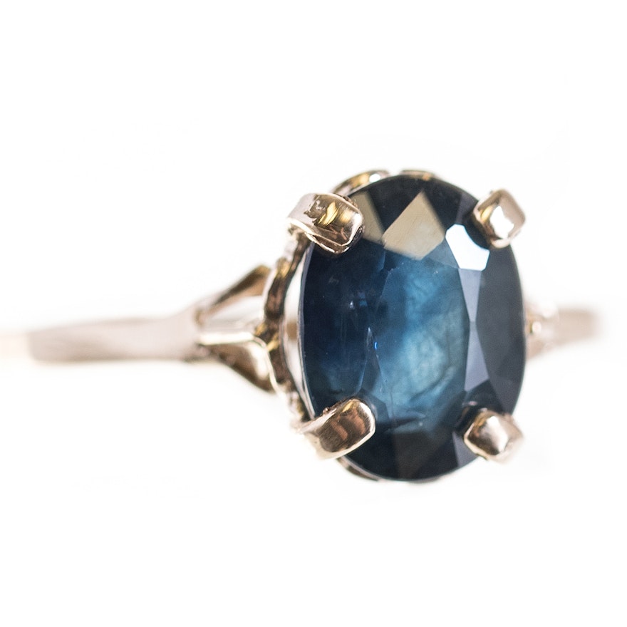 14K Yellow Gold 2.89 Carat Sapphire Ring