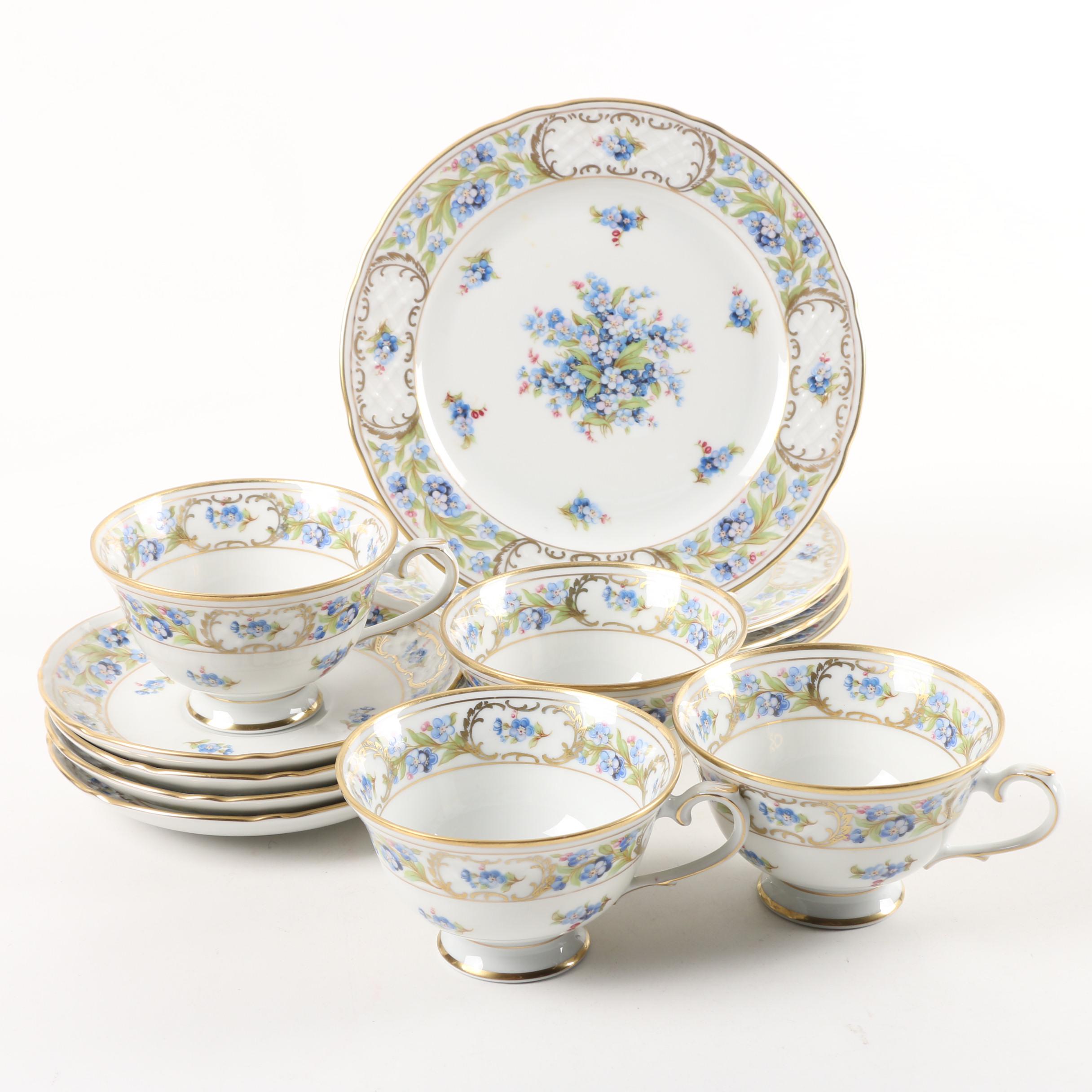 Vintage Schumann-Bavaria "Forget Me Not" Porcelain Tea Set for Four