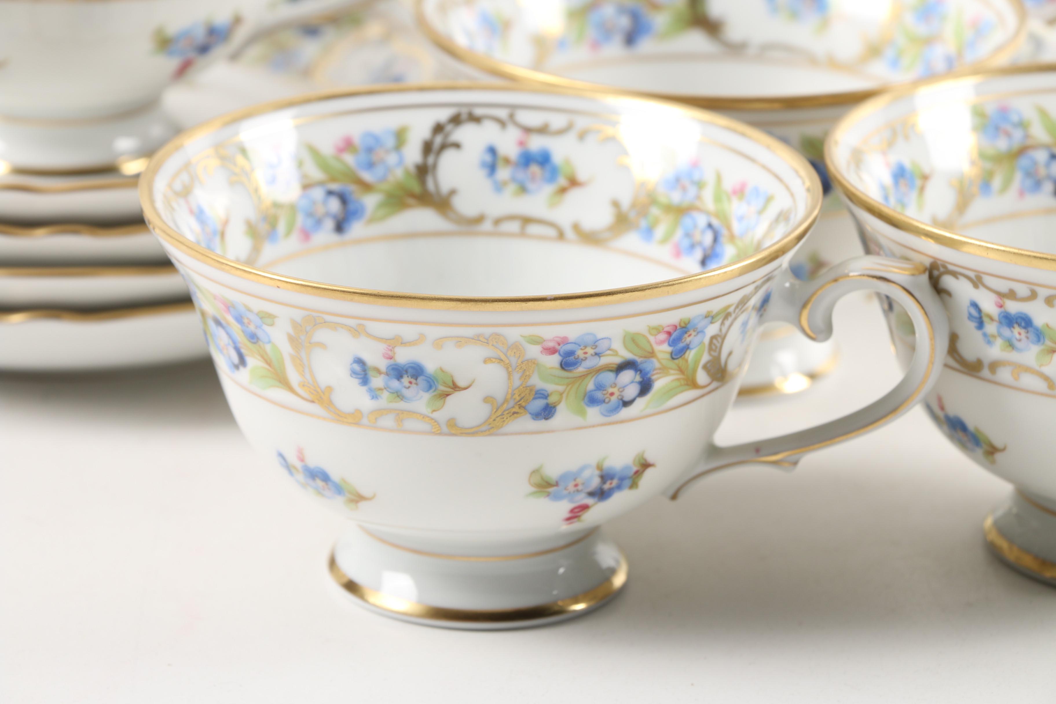 Vintage Schumann-Bavaria "Forget Me Not" Porcelain Tea Set for Four