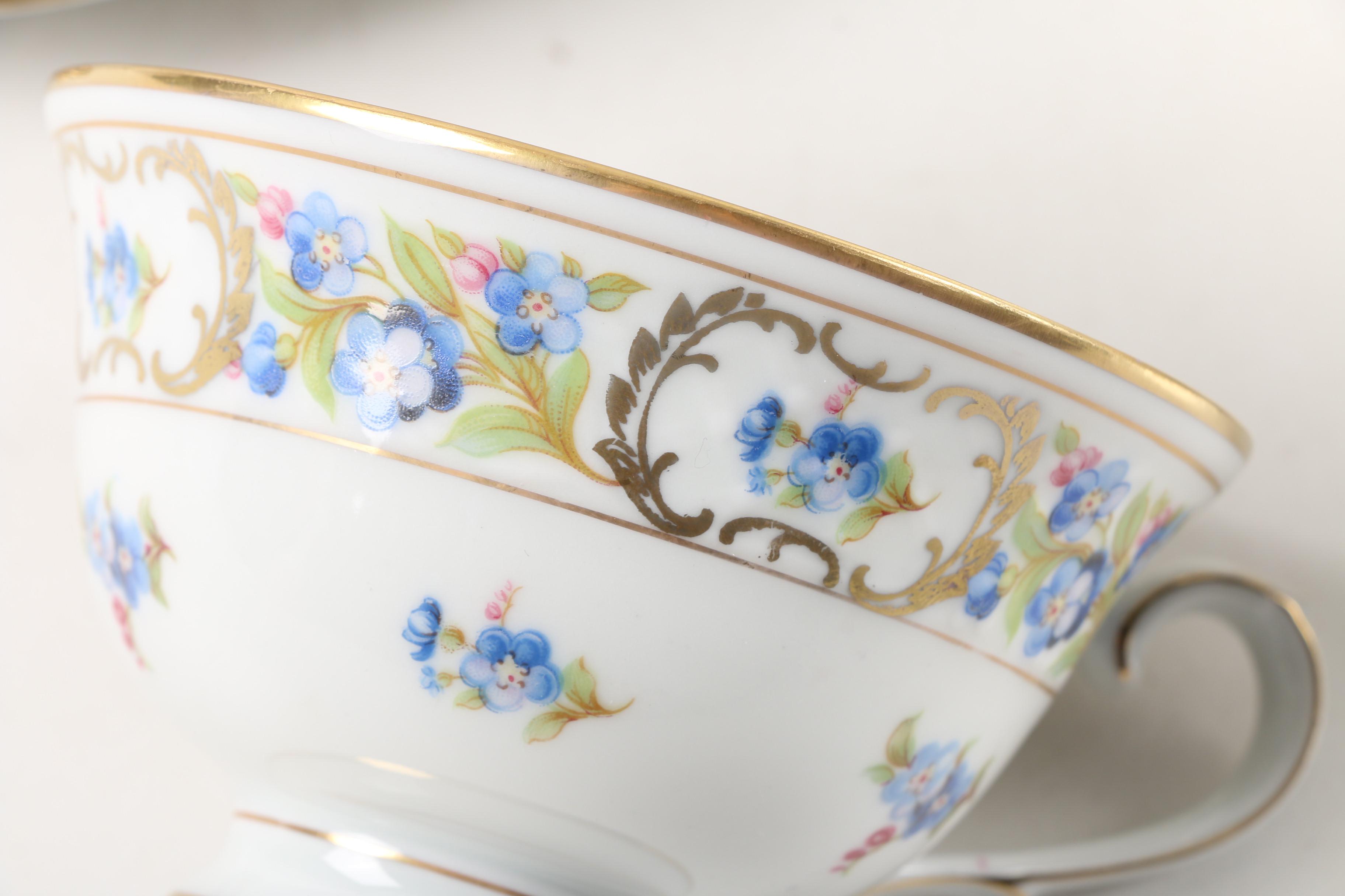 Vintage Schumann-Bavaria "Forget Me Not" Porcelain Tea Set for Four