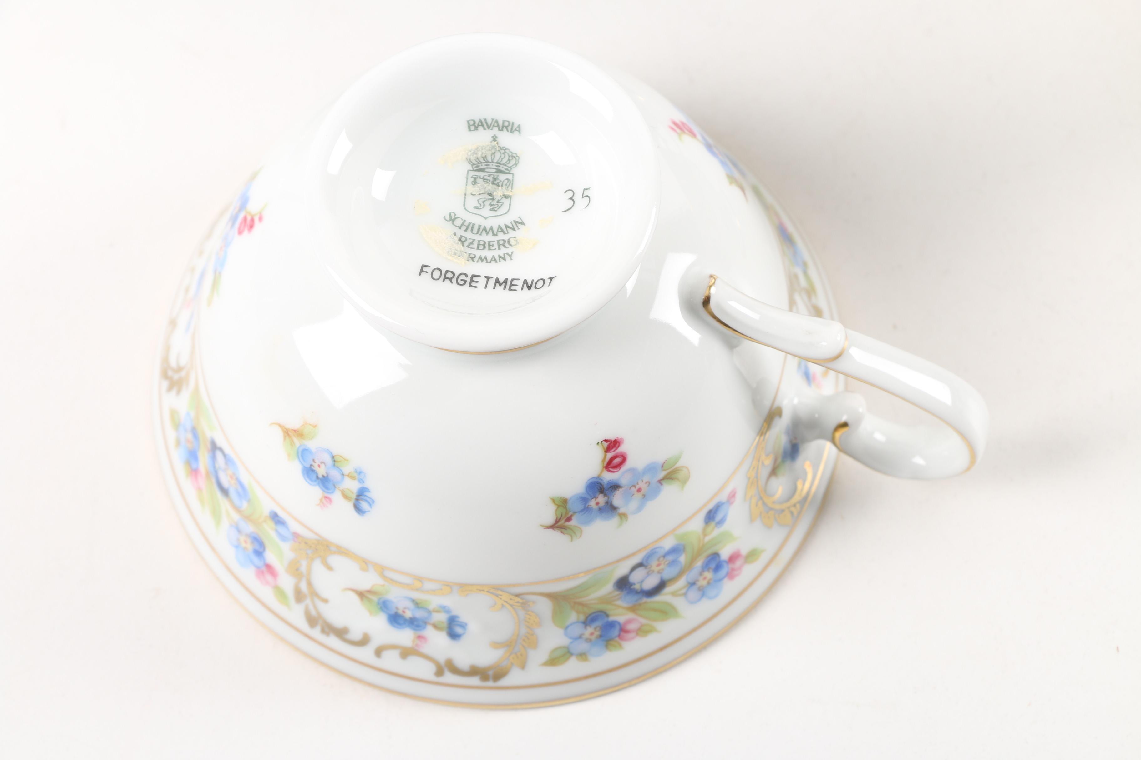 Vintage Schumann-Bavaria "Forget Me Not" Porcelain Tea Set for Four