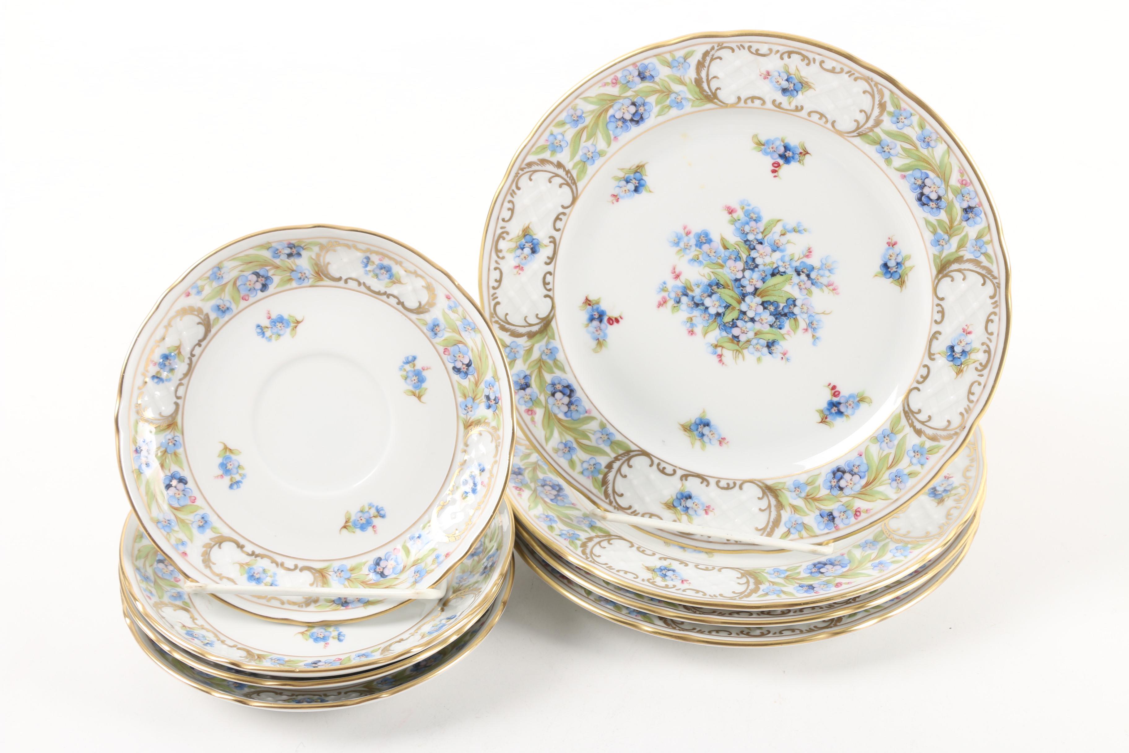 Vintage Schumann-Bavaria "Forget Me Not" Porcelain Tea Set for Four