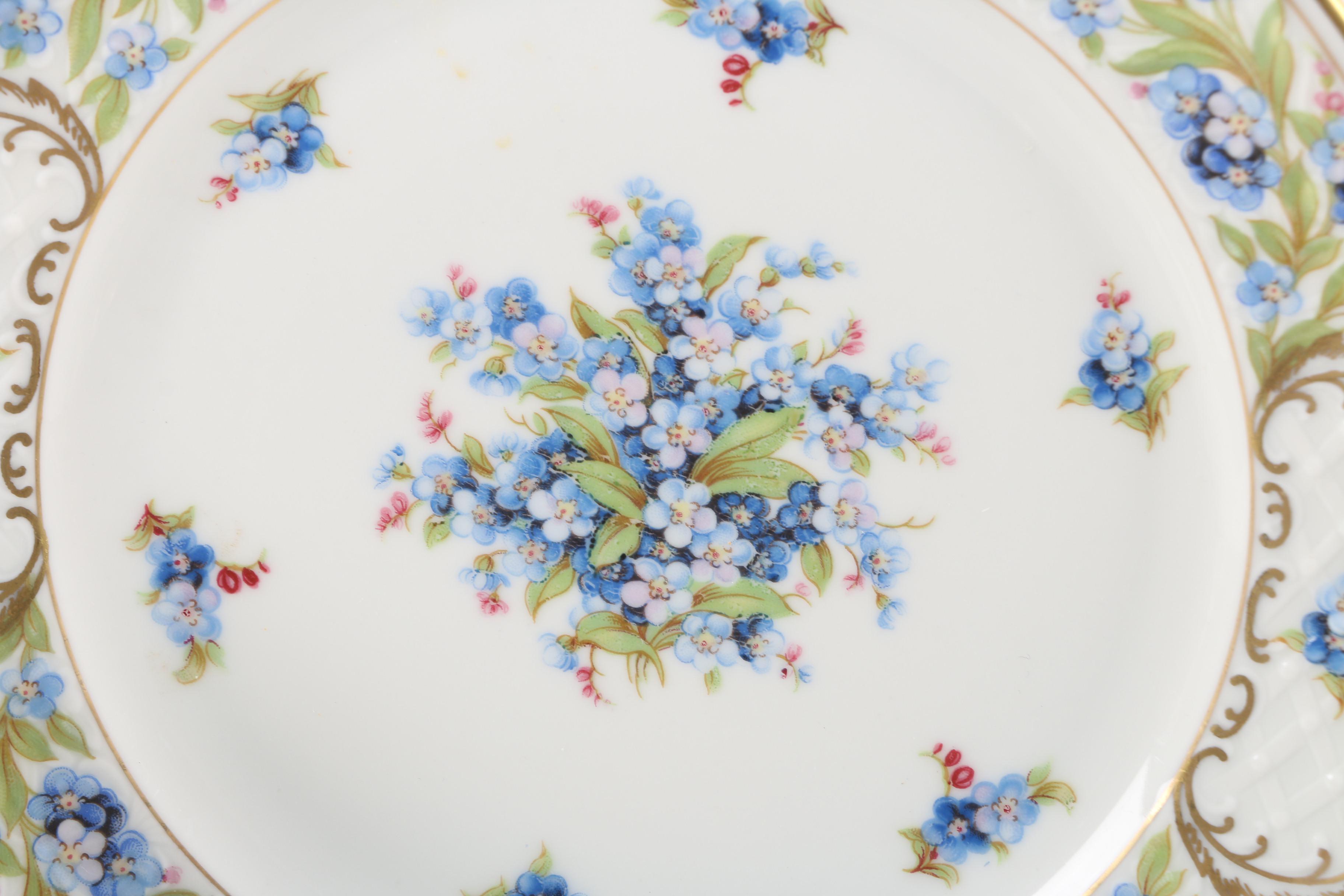 Vintage Schumann-Bavaria "Forget Me Not" Porcelain Tea Set for Four