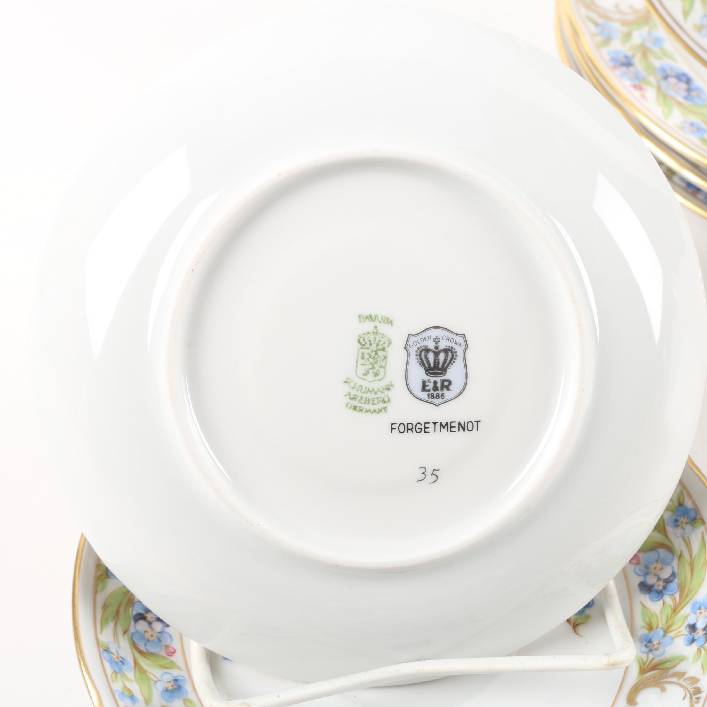 Vintage Schumann-Bavaria "Forget Me Not" Porcelain Tea Set for Four
