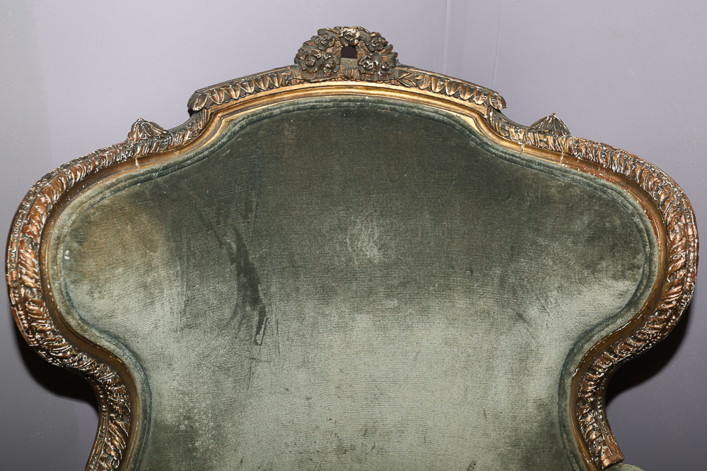 Louis XVI Style Green Velvet Armchair