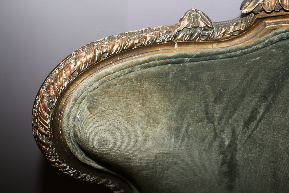 Louis XVI Style Green Velvet Armchair