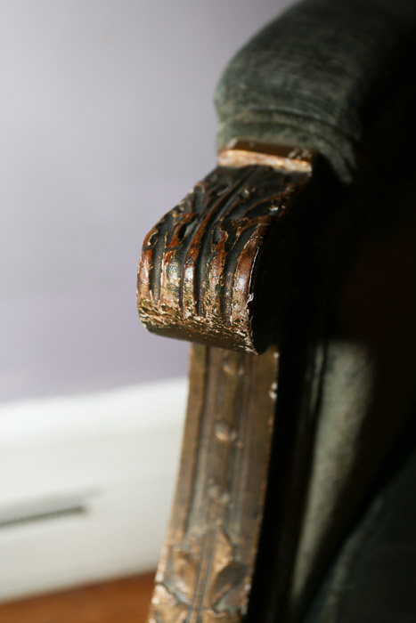 Louis XVI Style Green Velvet Armchair