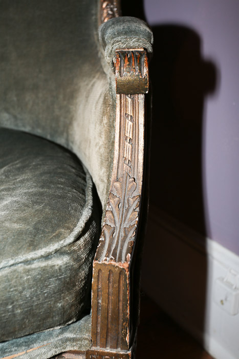 Louis XVI Style Green Velvet Armchair