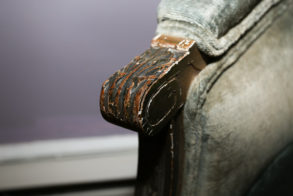 Louis XVI Style Green Velvet Armchair