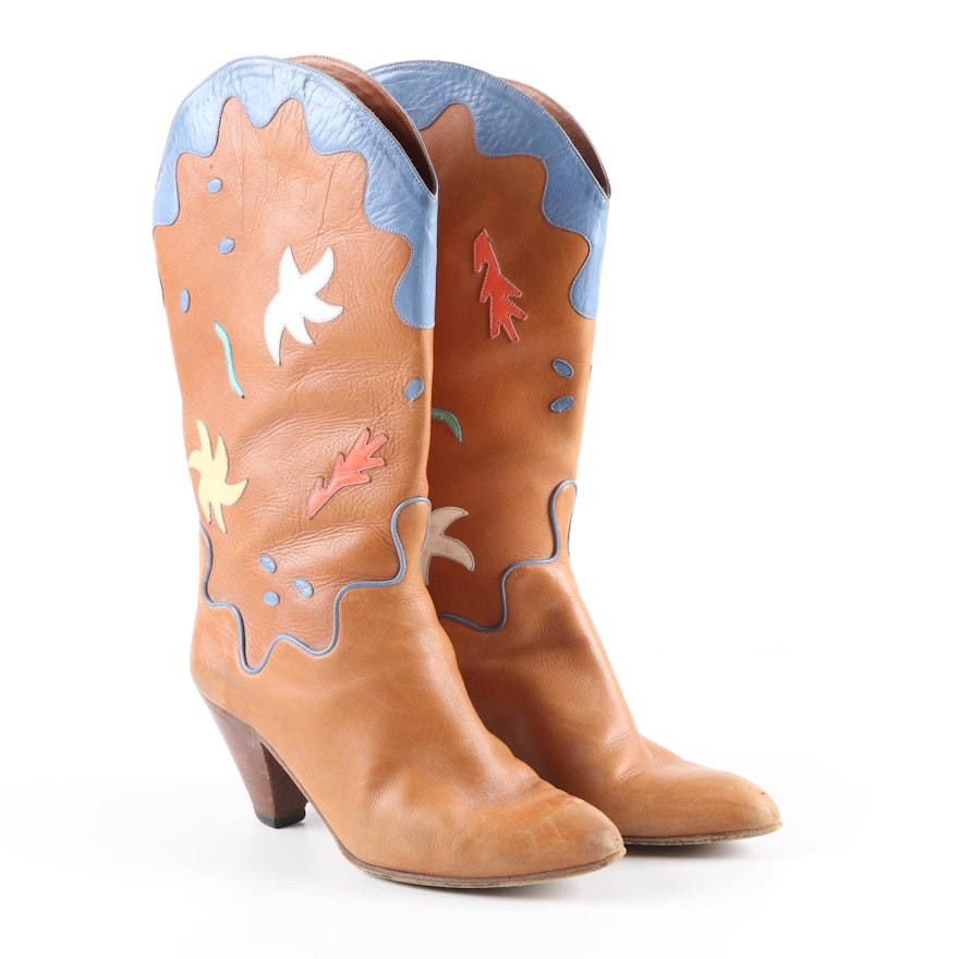 Women's Neiman Marcus Brown Leather Western Boots