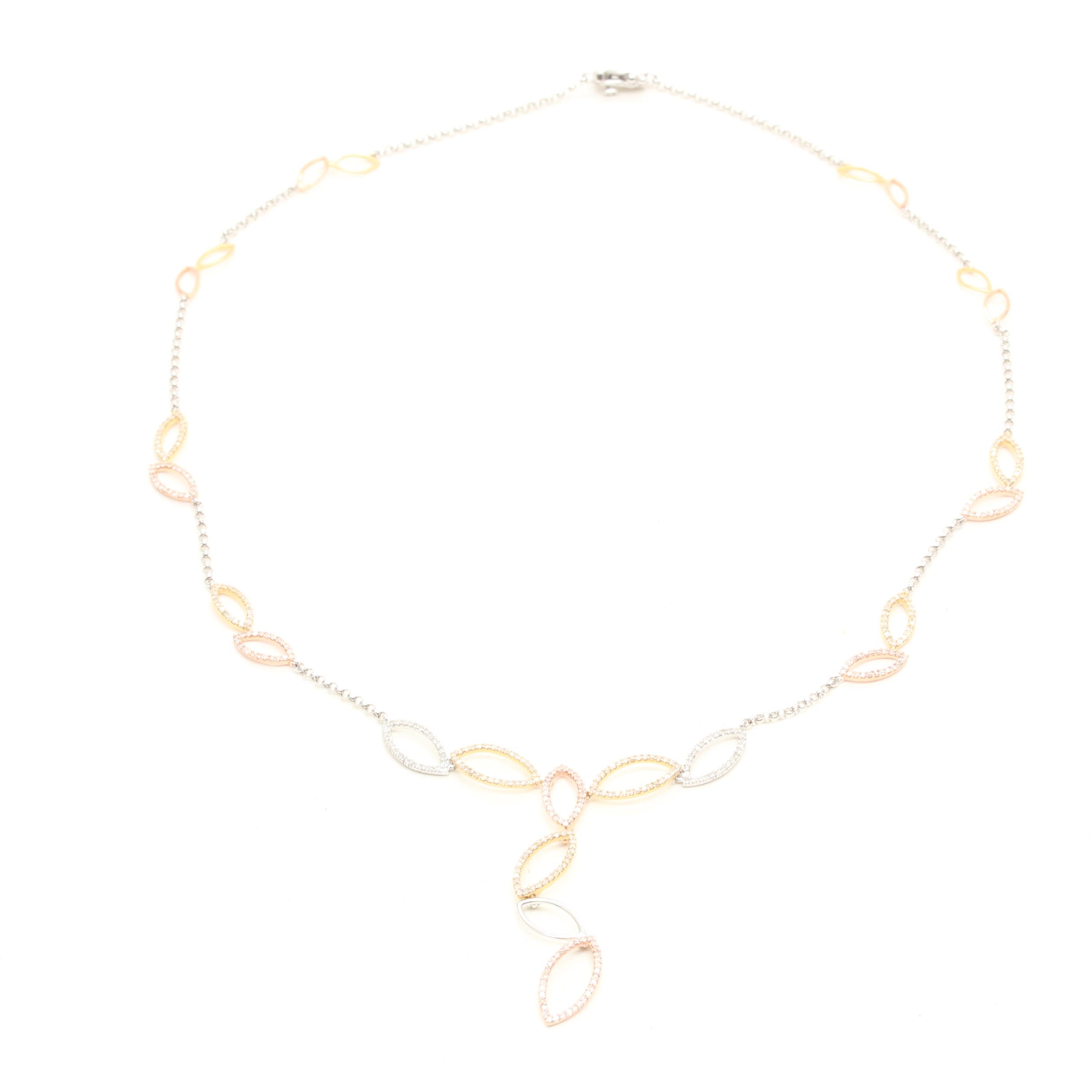 14K Tri-Color Gold 0.96 ctw Diamond Necklace