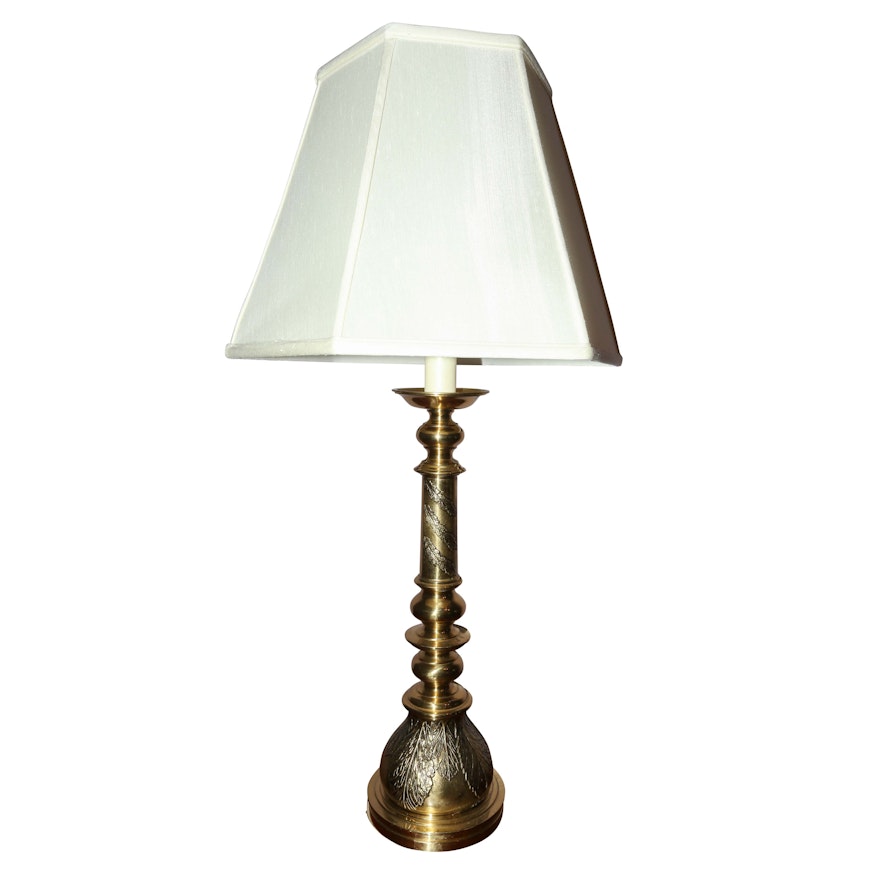 Brass Table Lamp with Leaf Motif