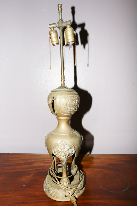 Vintage Chinese Inspired Brass Table Lamp