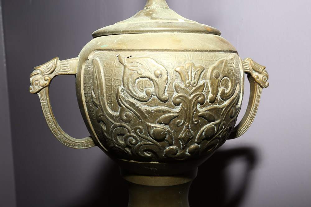 Vintage Chinese Inspired Brass Table Lamp