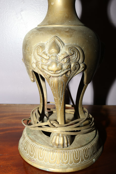 Vintage Chinese Inspired Brass Table Lamp