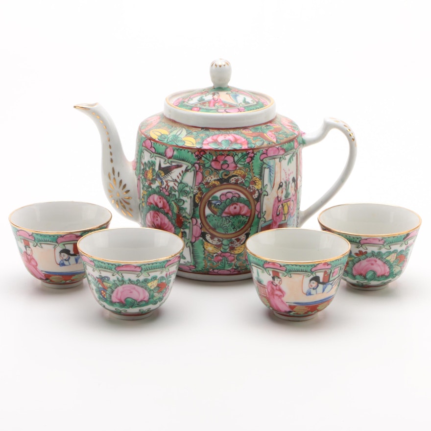 Chinese Rose Medallion Porcelain Tea Service