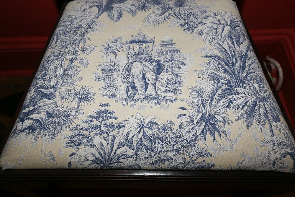 Vintage Sheraton-Style Side Chair with Toile Upholstered Seat