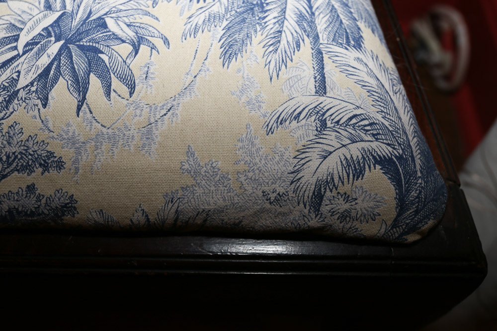 Vintage Sheraton-Style Side Chair with Toile Upholstered Seat