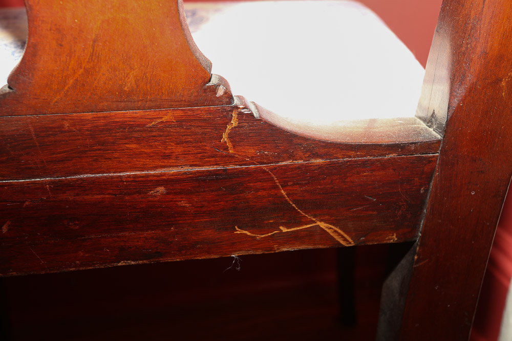 Vintage Sheraton-Style Side Chair with Toile Upholstered Seat