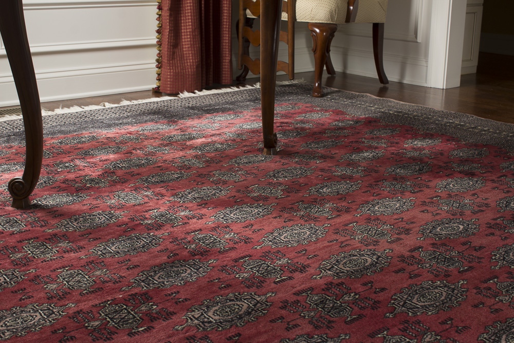 Finely Hand-Knotted Pakistani Bokhara Wool Area Rug