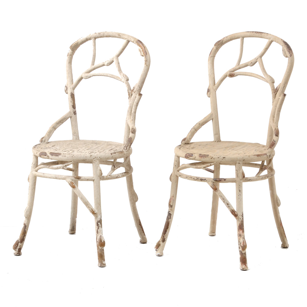 Formed Faux Wood Metal Accent Chairs