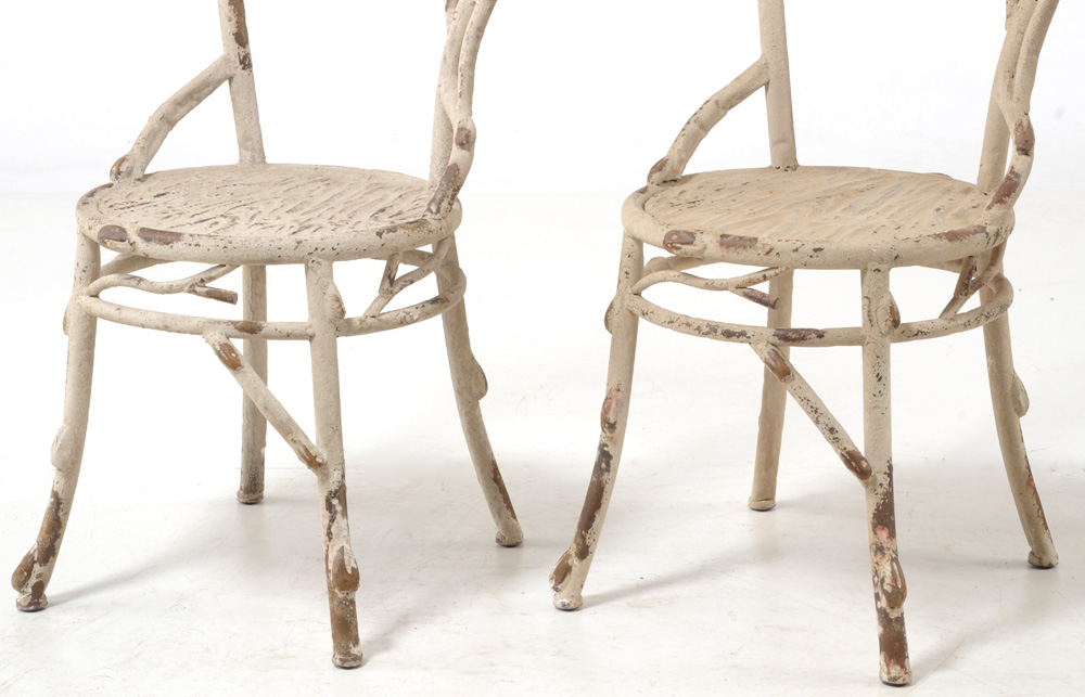 Formed Faux Wood Metal Accent Chairs