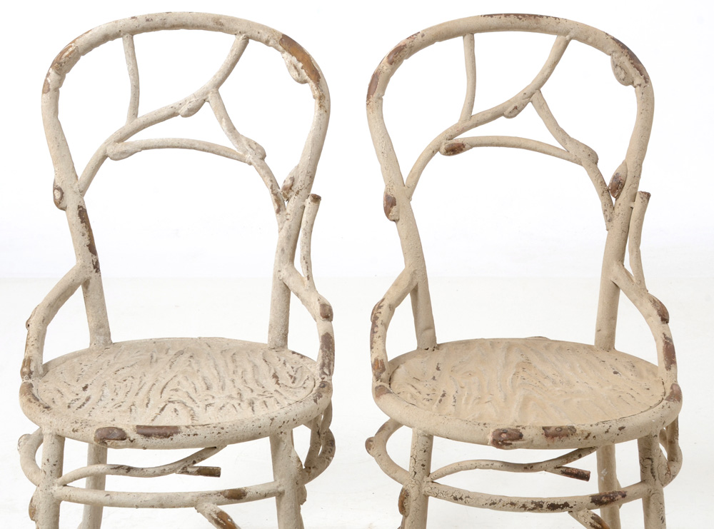 Formed Faux Wood Metal Accent Chairs